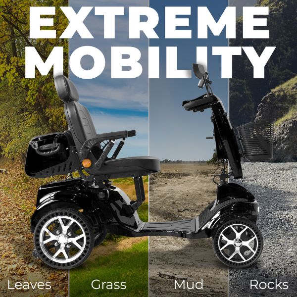Gladiator 4 Wheel Bariatric Mobility Scooter - Heavy Duty Electric Wheelchair for Adults with 500 lbs Capacity - Ideal for Indoor & Outdoor Use, Travel, Shopping, and Daily Mobility Assistance