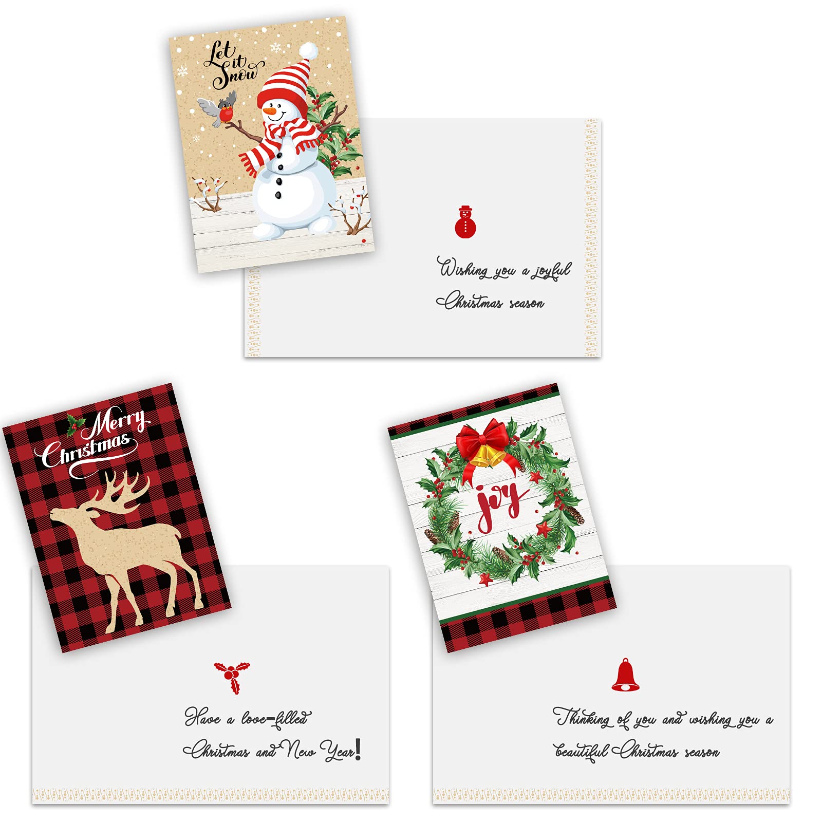 24 Sets Christmas Greeting Cards with Envelopes & Stickers - Blank Holiday Note Cards for Christmas Party, Xmas Decorations & Gift Wrapping - Perfect for Holiday Greetings, DIY Crafts & Festive Home Decor