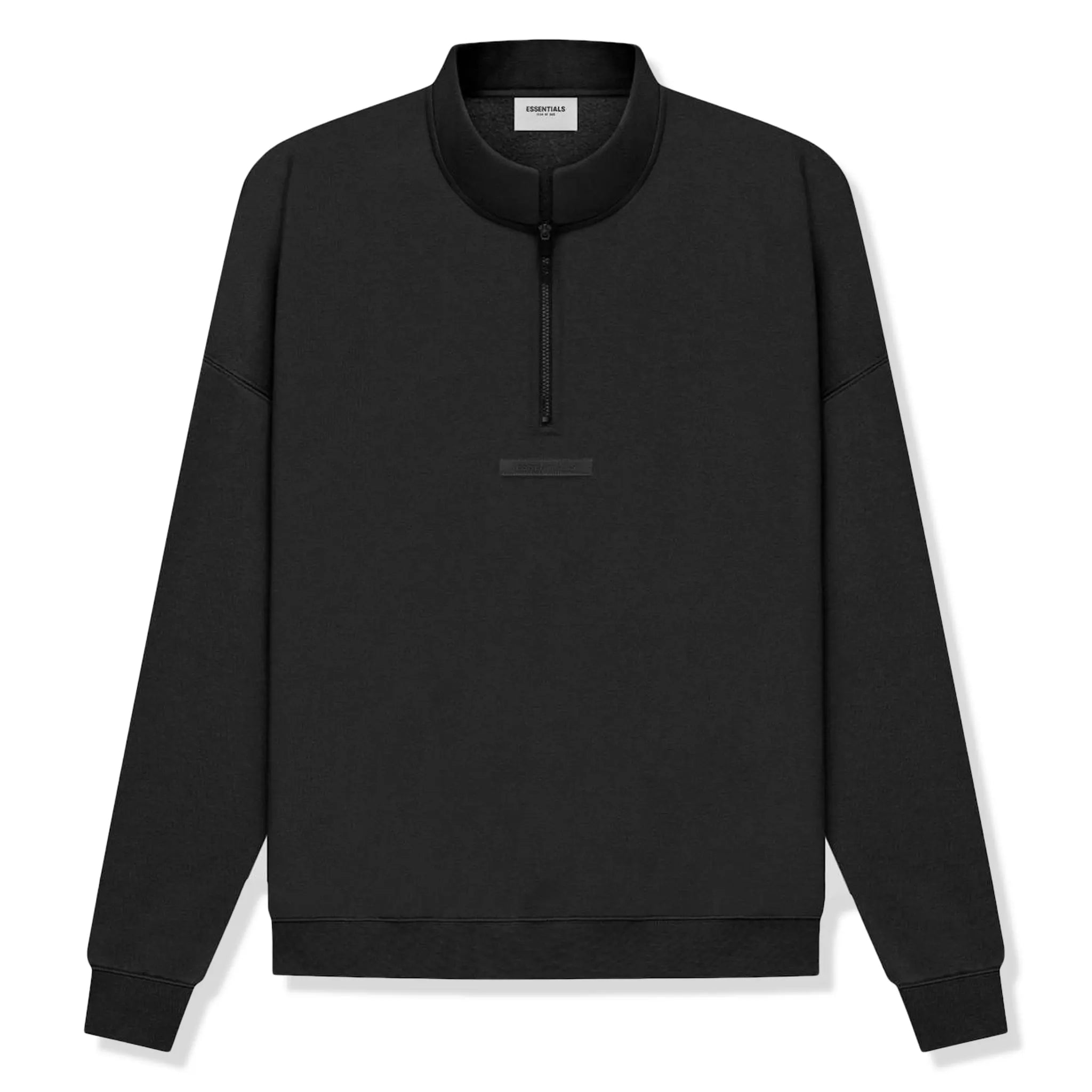 Fear Of God Essentials Black Half Zip Sweatshirt (SS21) - Men's Casual Pullover Hoodie for Streetwear & Loungewear - Perfect for Everyday Wear, Gym & Outdoor Activities