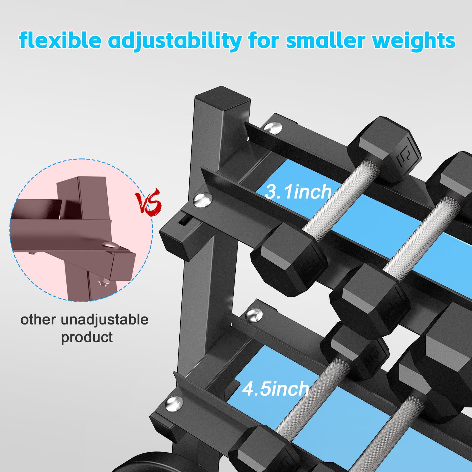 Heavy Duty Dumbbell Rack for Home Gym - 3-Tier Weight Storage Organizer for Dumbbells & Kettlebells - Space Saving Fitness Equipment for Garage, Basement or Home Workout Room