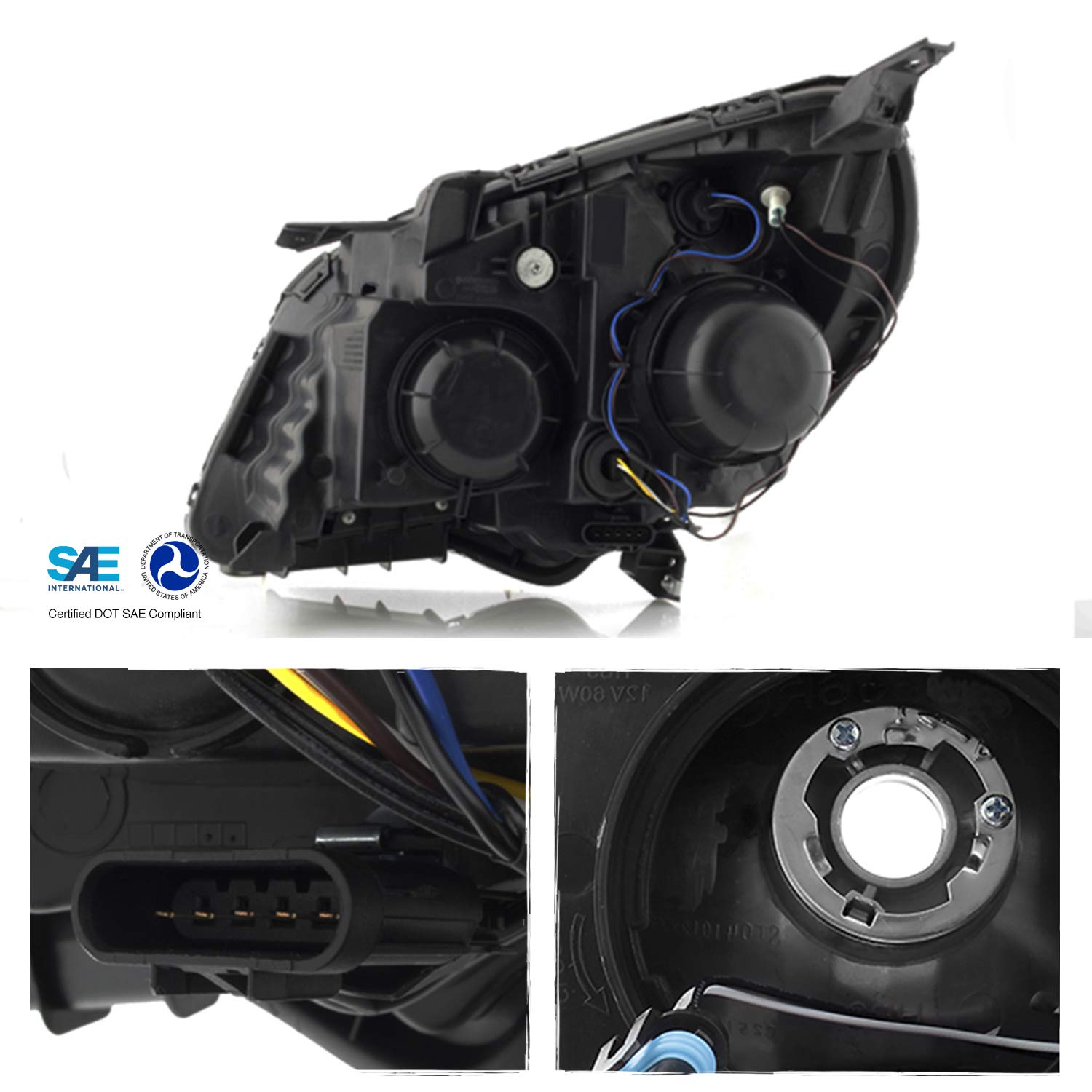 AKKON Replacement Projector Headlight Assembly - Right Passenger Side for 2010-2015 Chevy Equinox LTZ | Durable LED Headlights for Night Driving & Enhanced Visibility