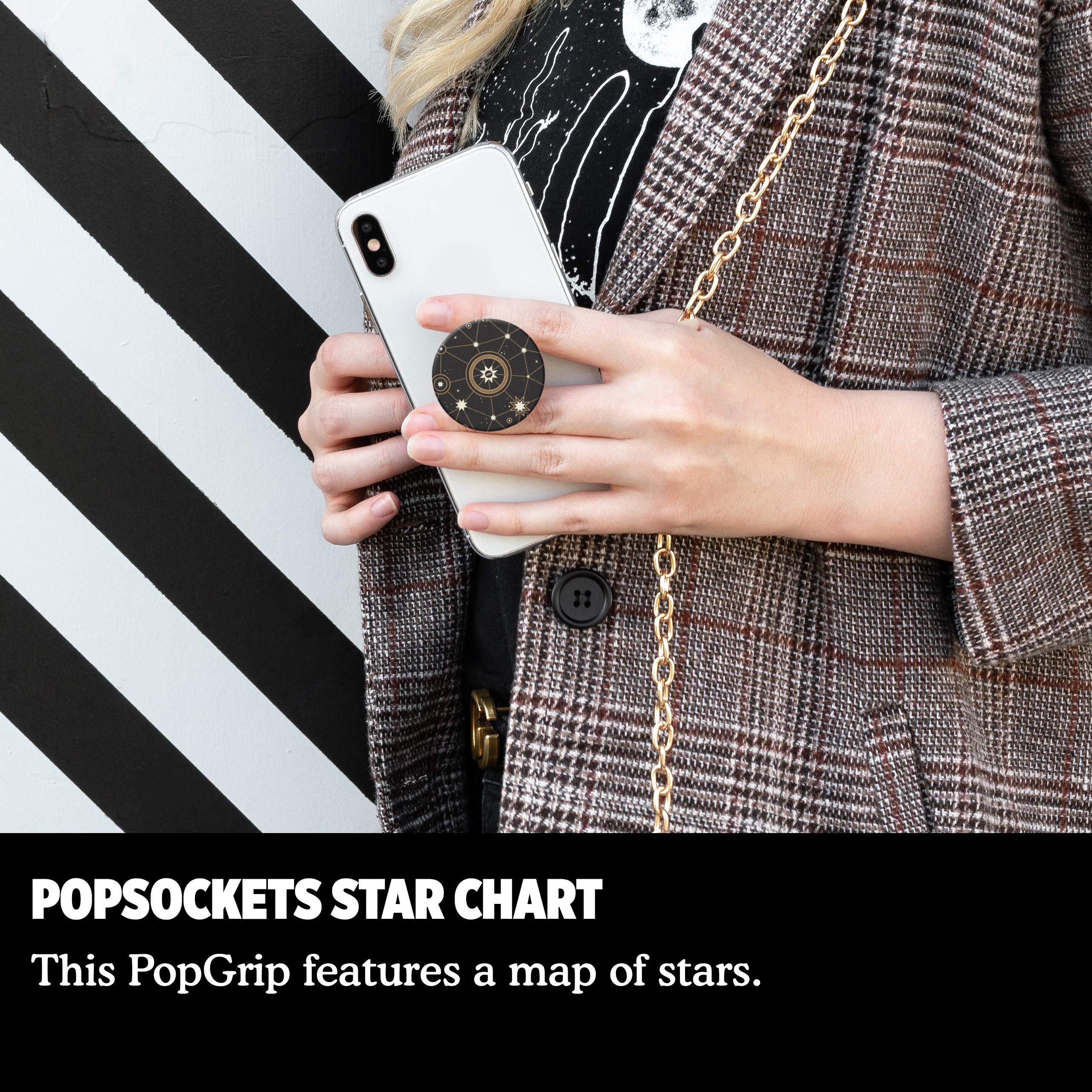 PopSockets PopGrip: Expandable Phone Grip & Stand with Interchangeable Top - Star Chart Design for Secure Phone Holding, Perfect for Selfies, Video Calls & Hands-Free Viewing