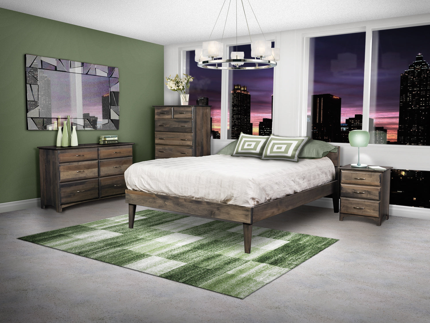 Madison Low Headboard Solid Hardwood Mid Century Modern Platform Bed Frame - Queen Size Bedroom Furniture for Small Spaces & Modern Apartments
