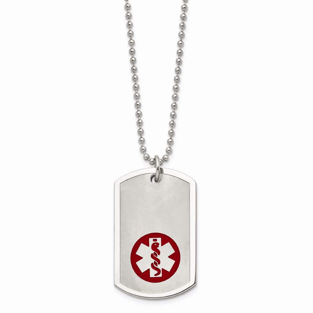 Stainless Steel Large Dog Tag with Medical ID - 22 Inch Necklace for Pets - Perfect for Emergency Contact Info & Pet Identification