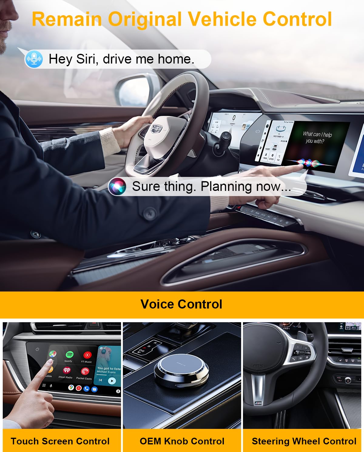 5-in-1 Wireless CarPlay Adapter with Netflix & YouTube - 2025 Wireless CarPlay & Android Auto Dongle - Convert Wired to Wireless - Magic CarPlay AI Box for iPhone/Android - Perfect for Road Trips & In-Car Entertainment