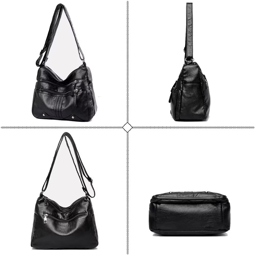 Mudono Women's Soft PU Leather Crossbody Shoulder Bag - Multi-Pocket Travel Purse, Casual Satchel for Everyday Use, Work & Travel