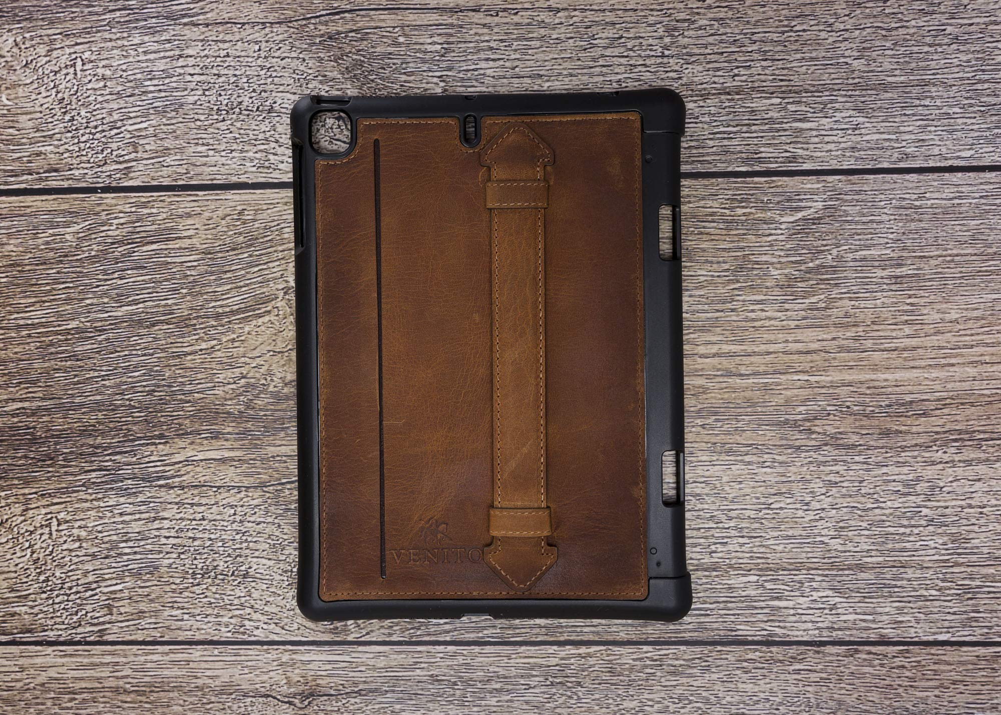 Venito Lecce Genuine Leather Wallet Case for iPad Mini 5 (5th Generation 2019) - Premium Tablet Cover with Flex Handle - Antique Brown - Perfect for Travel, Business & Everyday Use