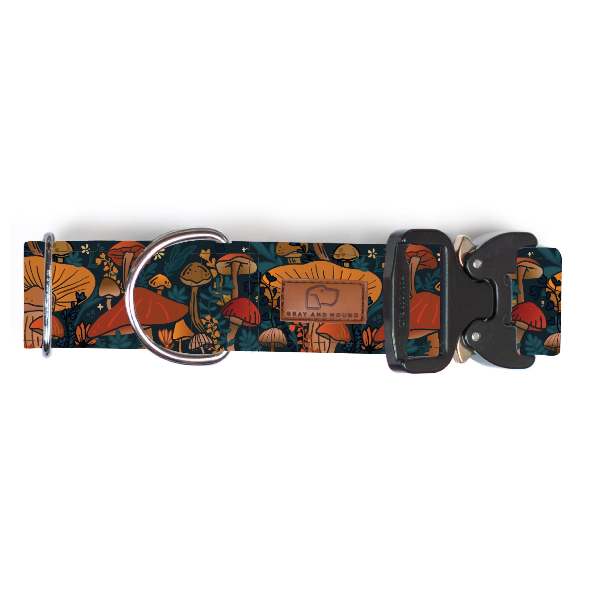 Midnight Mushroom Dog Collar - Adjustable Pet Collar with Reflective Strip for Small Medium Large Dogs - Perfect for Night Walks, Hiking & Outdoor Adventures