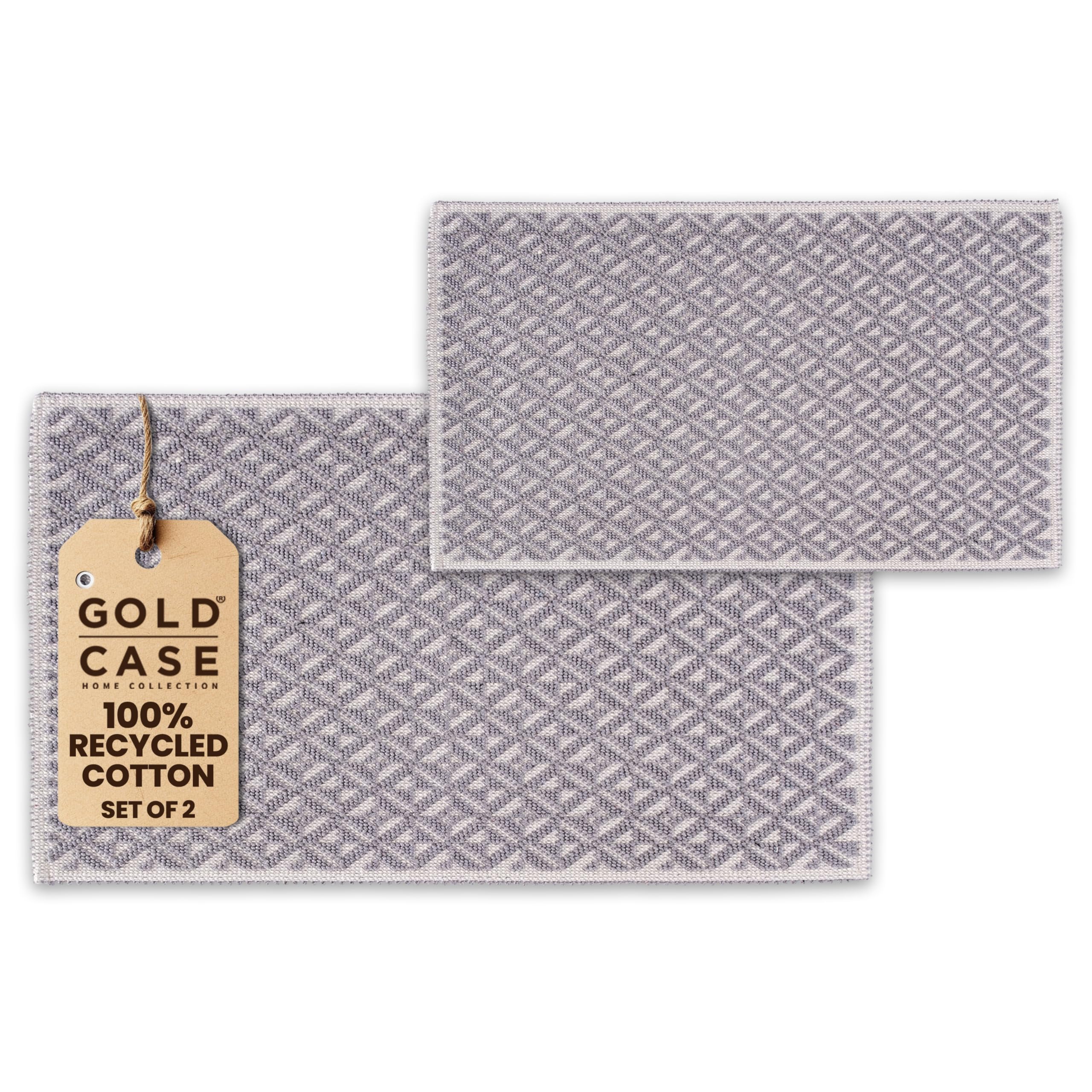 Premium 100% Cotton Bathroom Rugs Set of 2 - Super Absorbent Turkish Bath Mats for Shower & Tub - Non-Slip Quick Dry Bathroom Floor Rugs (16x24 & 20x32, Grey) - Perfect for Bathroom, Spa & Home Decor