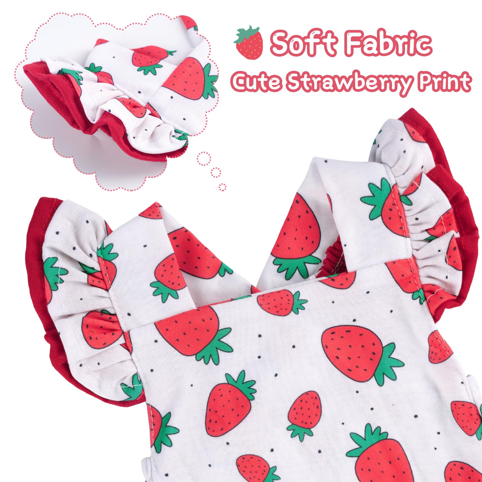 JIZHI Reborn Baby Doll Clothes for 17-22 Inch Dolls - Strawberry Outfit Set with Pacifier for Newborn Girl Dolls | Perfect for Collectors, Gift Giving & Role Play