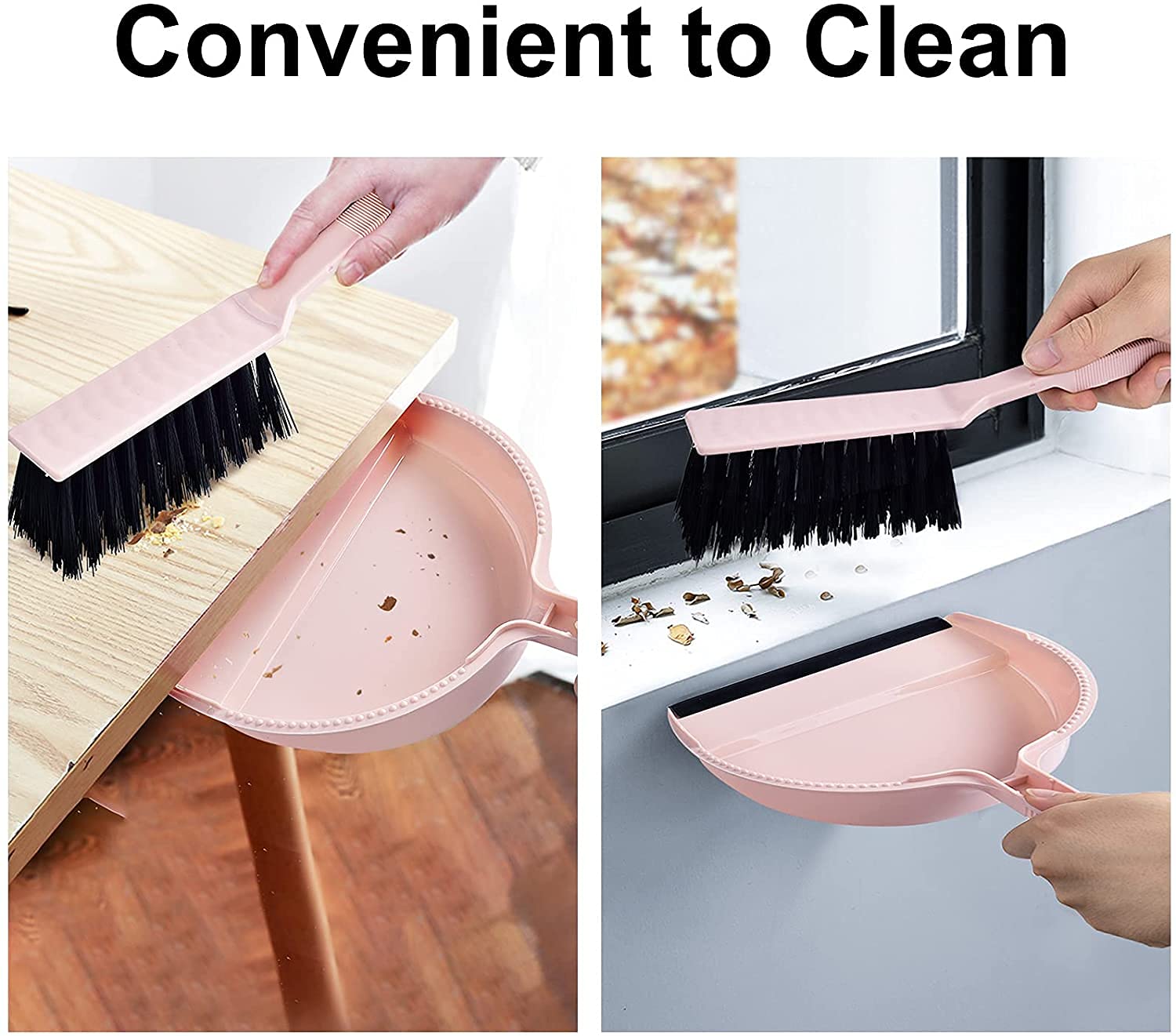 Mini Brush and Dustpan Set - Compact Hand Broom & Dustpan Combo for Home, Kitchen, Office & Car Cleaning - Lightweight Small Dustpan with Brush (Pink & Blue) - Perfect for Quick Spills, Pet Hair & Tight Spaces