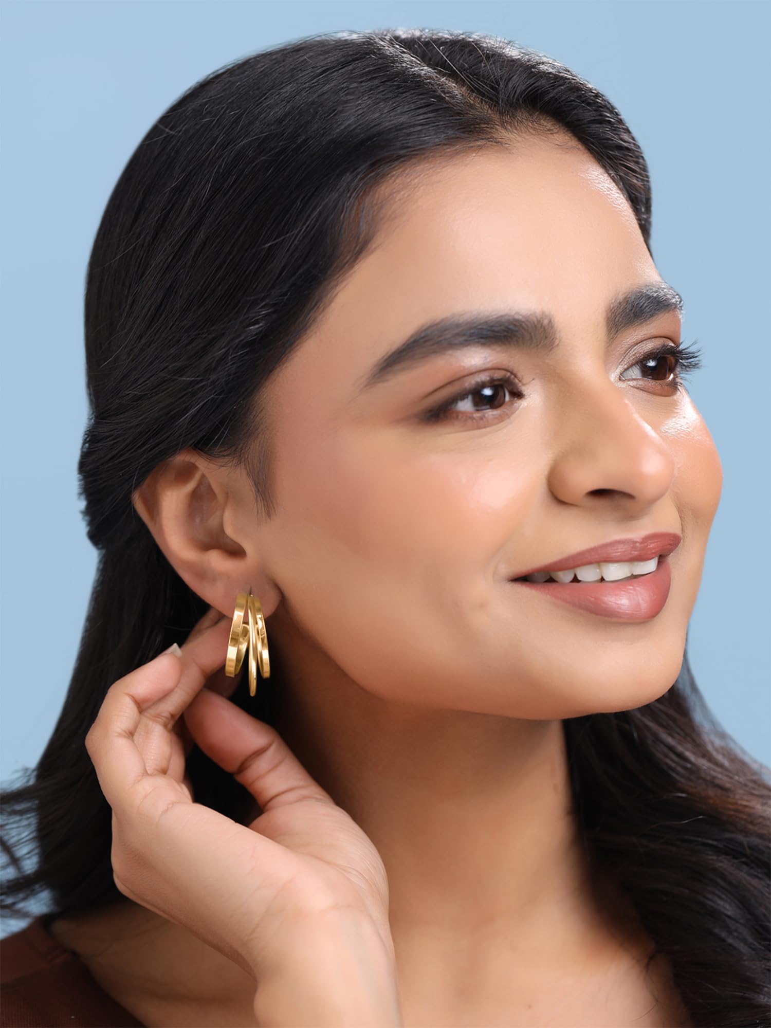 Fashionable Yellow Chimes Hoop Earrings for Women - Gold Plated Layered Bali Hoops | Trendy Golden Hoop Earrings for Girls & Women | Perfect Birthday & Anniversary Gift for Wife, Girlfriend, Mother | Great for Parties, Date Nights & Special Occasions