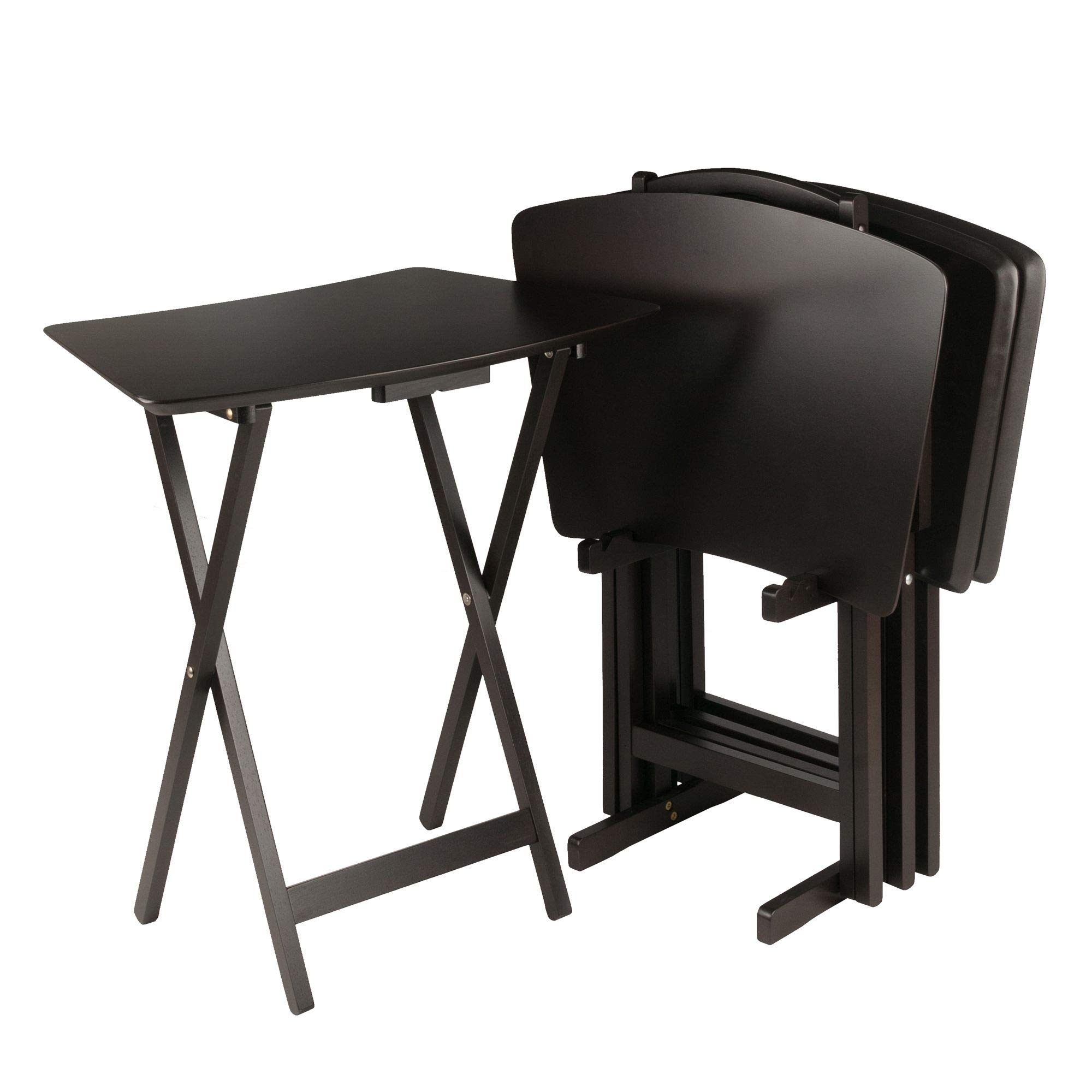 5-Piece Coffee Brown Contemporary Fan-Shaped Snack Table Set - 29.75 Inch Height - Perfect for Living Room, Patio, or Small Space Decor - Modern Side Tables for Coffee, Drinks, and Snacks