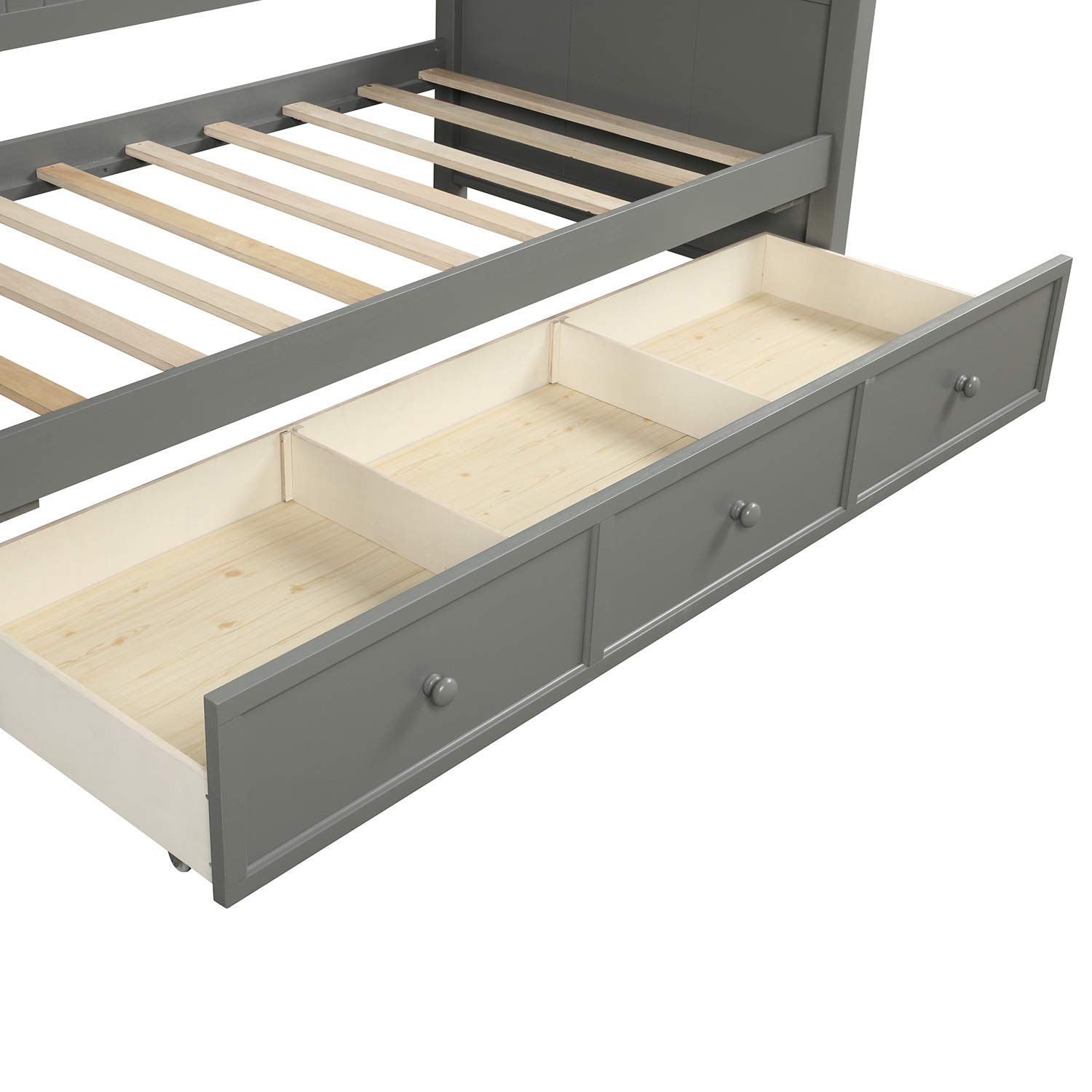 LZ LEISURE ZONE Twin Daybed with Drawers - Solid Wood Twin Size Daybed Frame, Convertible Sofa Bed for Bedroom & Living Room, No Box Spring Needed (Grey) - Perfect for Guest Rooms, Small Spaces & Multi-Functional Furniture Needs