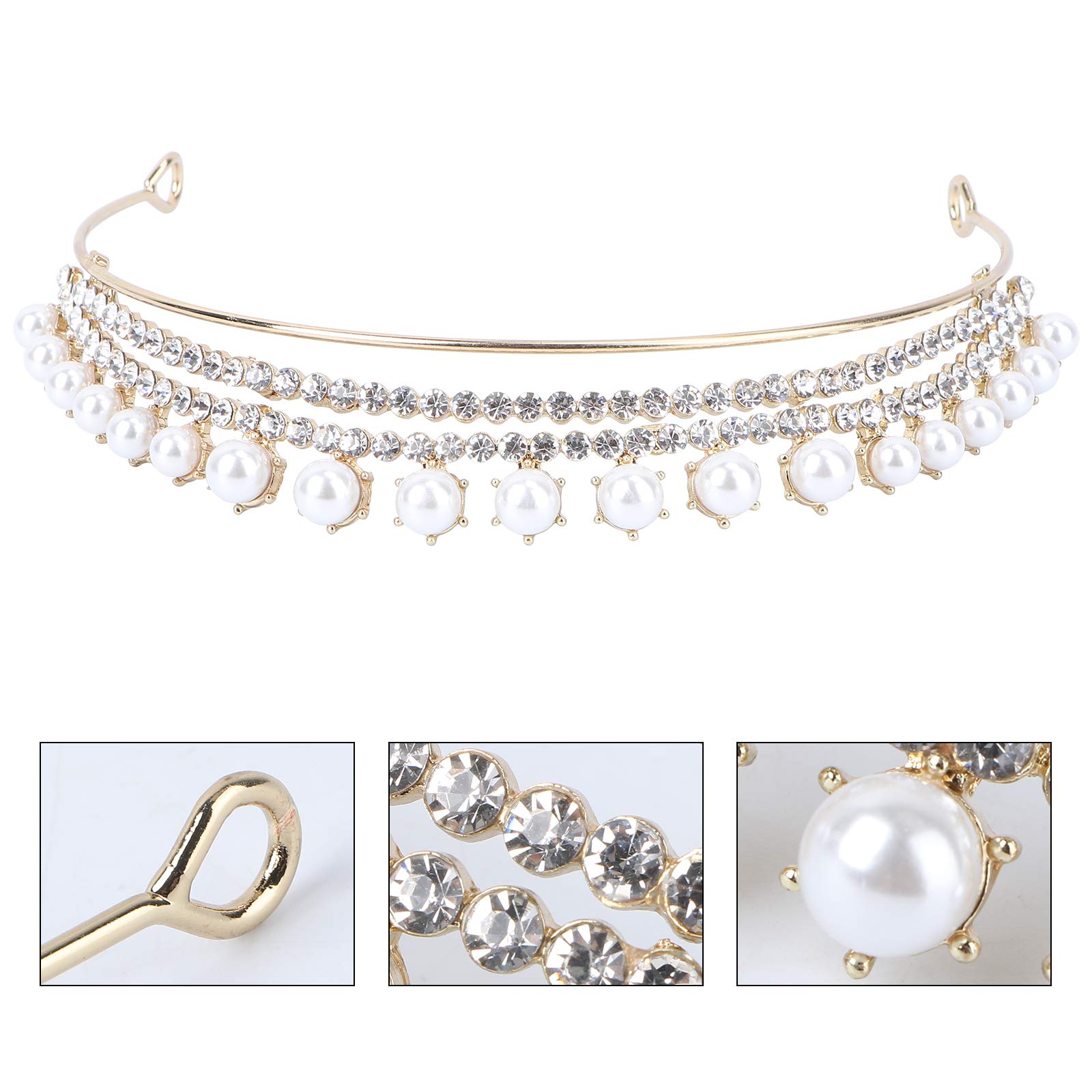 Crystal Rhinestone Headband with Pearls - Wedding Tiara for Brides & Princesses