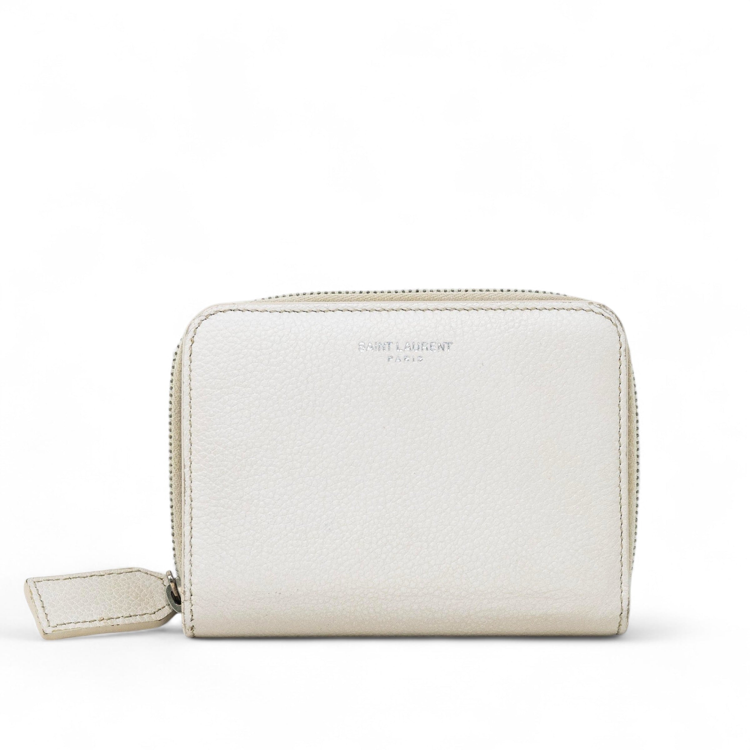 Saint Laurent White Compact Wallet for Women | Luxury Designer Card Holder | Perfect for Everyday Use, Travel & Gifting