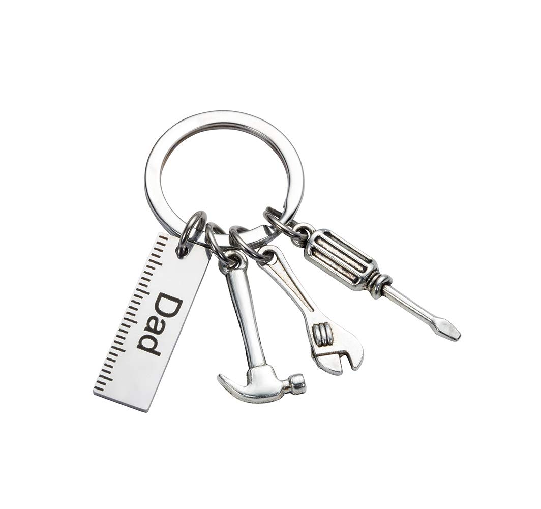 Multifunctional Pop Keychain Set - Ruler, Hammer, Wrench & Screwdriver Tools - Perfect Father's Day Gift for Dad from Daughter or Son - Great for DIY Projects, Home Repairs & Everyday Carry