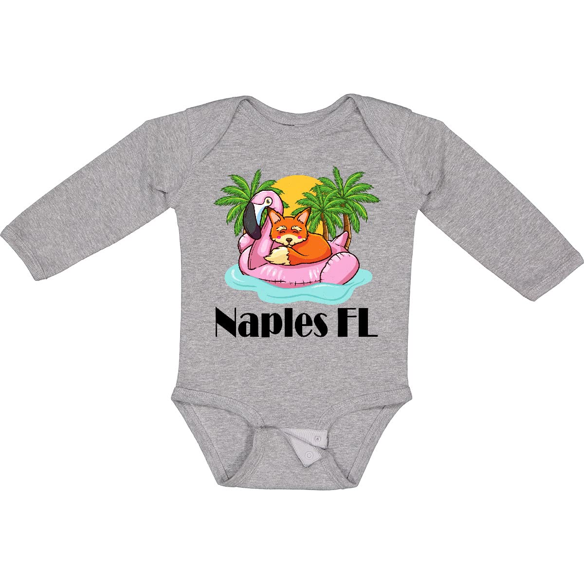 Inktastic Naples Florida Beach Vacation Long Sleeve Baby Bodysuit - Soft Cotton Creeper for Boys & Girls - Perfect for Beach Trips, Family Photos & Casual Outings