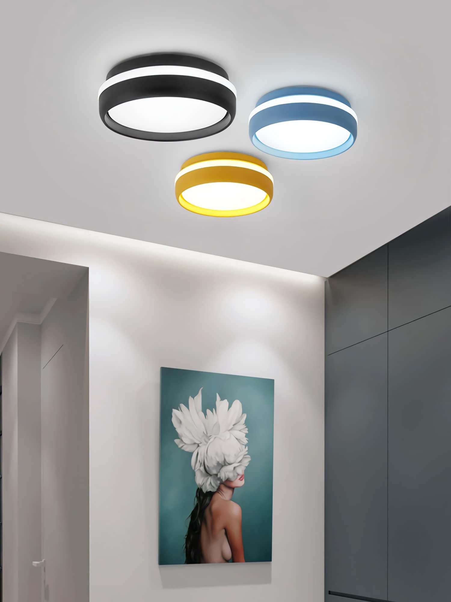 Modern LED Ceiling Light Fixture - 12W 6000K Cool White Flush Mount Circular Lamp for Home & Office - Perfect for Hallways, Bedrooms, Kitchens, Living Rooms, Dining Areas, Entrances and Balconies - Energy Saving Dimmable Indoor Lighting