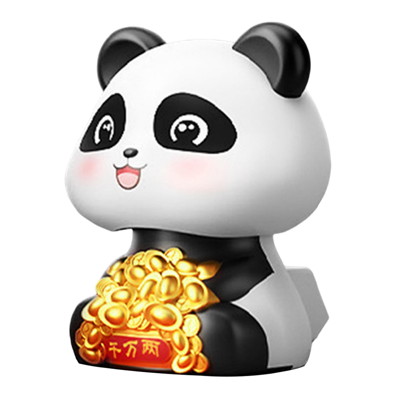 Solar Powered Shaking Head Lucky Panda Car Dashboard Decor - Cute Panda Ornament for Car Accessories | Perfect for Car Interior Decoration, Gift Idea & Good Luck Charm