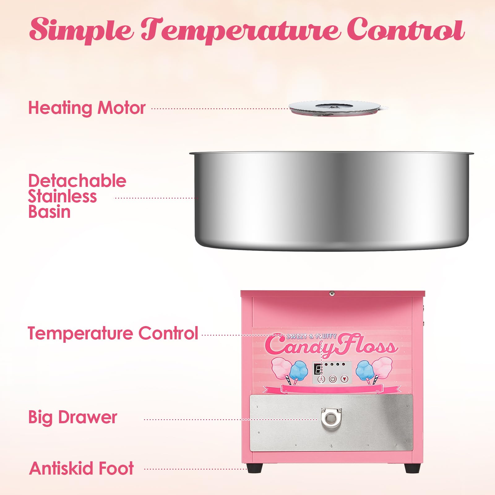 Commercial Electric Cotton Candy Machine with 20