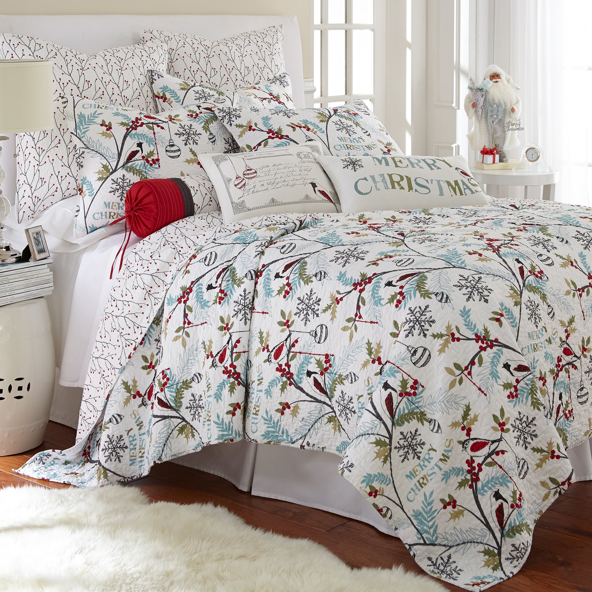 Christmas Mistletoe Quilt - Festive Holiday Bedding Set for Cozy Winter Nights - Perfect for Bedroom Decor, Guest Rooms & Seasonal Home Styling