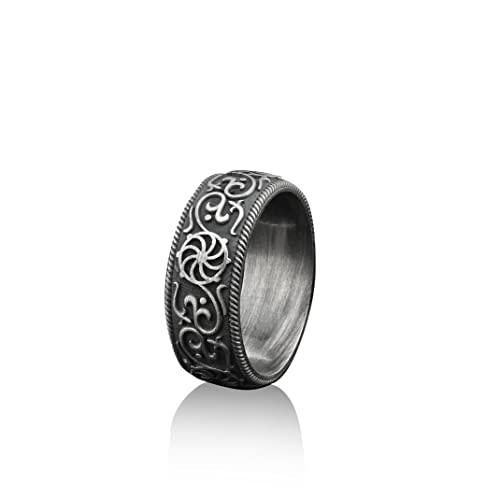 Handmade Sterling Silver Men's Band Ring - Unique Design Wedding Ring for Men, Promise Ring, Fashion Jewelry Gift for Him - Perfect for Engagements, Anniversaries & Special Occasions