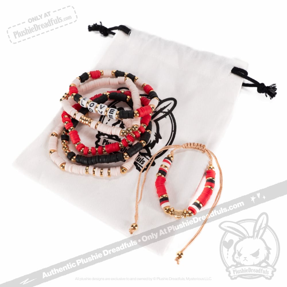 Plushie Dreadfuls Love Rabbit Stacking Friendship Bracelet - Cute Bunny Charm Bracelet for Best Friends, Couples & Teens - Perfect Gift for Valentine's Day, Birthday & Friendship Day