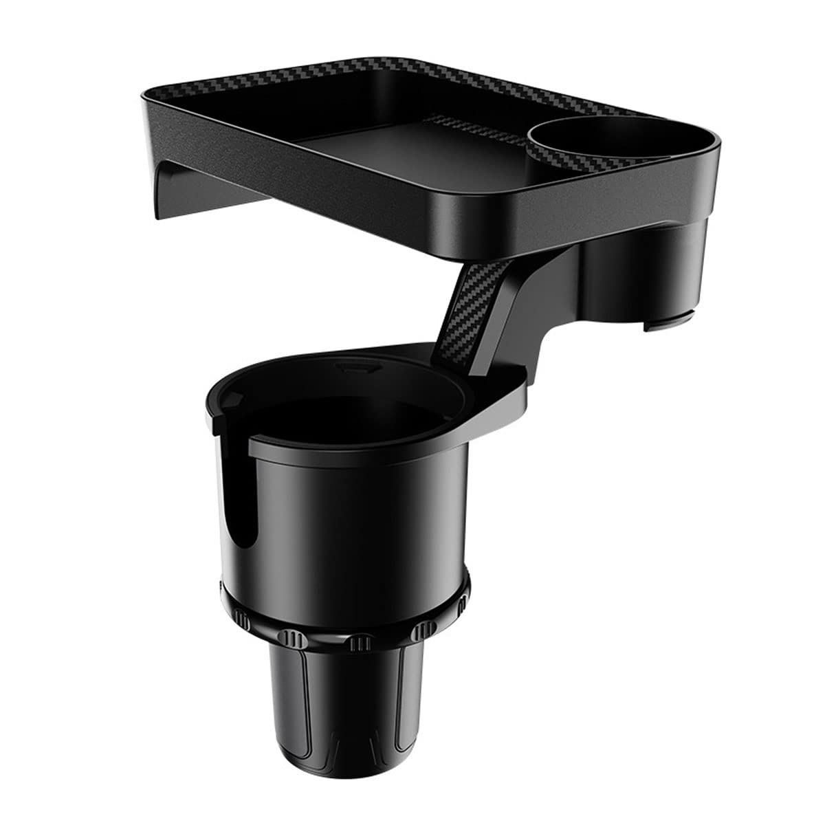 Khakho Adjustable 360° Rotating Car Cup Holder Tray - Black Universal Car Organizer for Snacks, Drinks & Meals - Perfect for Road Trips, Commuting & In-Car Dining