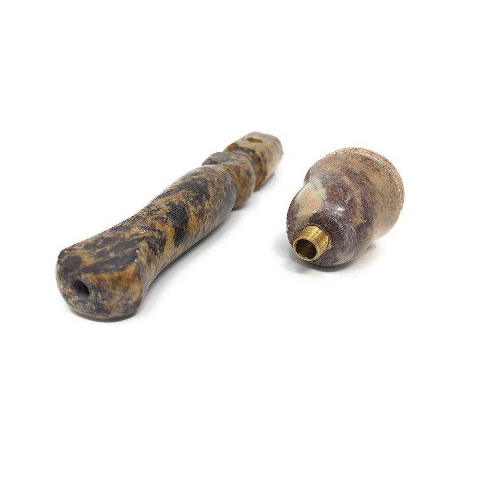 Hand Carved 5 Inch Marble Finish Soapstone Tobacco Pipe by Matchpipe - Premium Collectible Smoking Pipe for Relaxation & Gifting