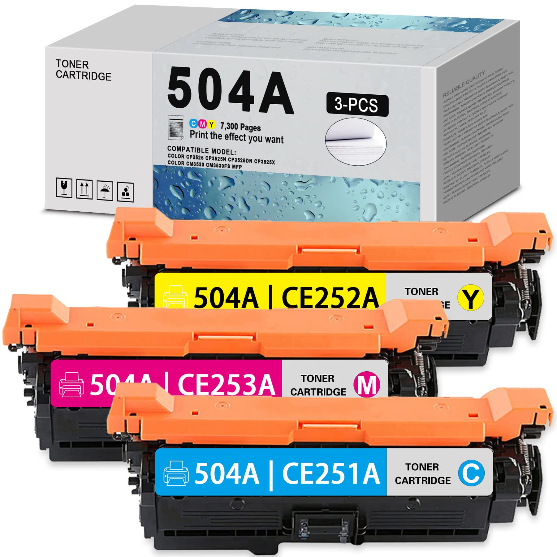 JZJBHGS 3-Pack HP CP3525 Toner Cartridge Replacement - for Home & Office Printing