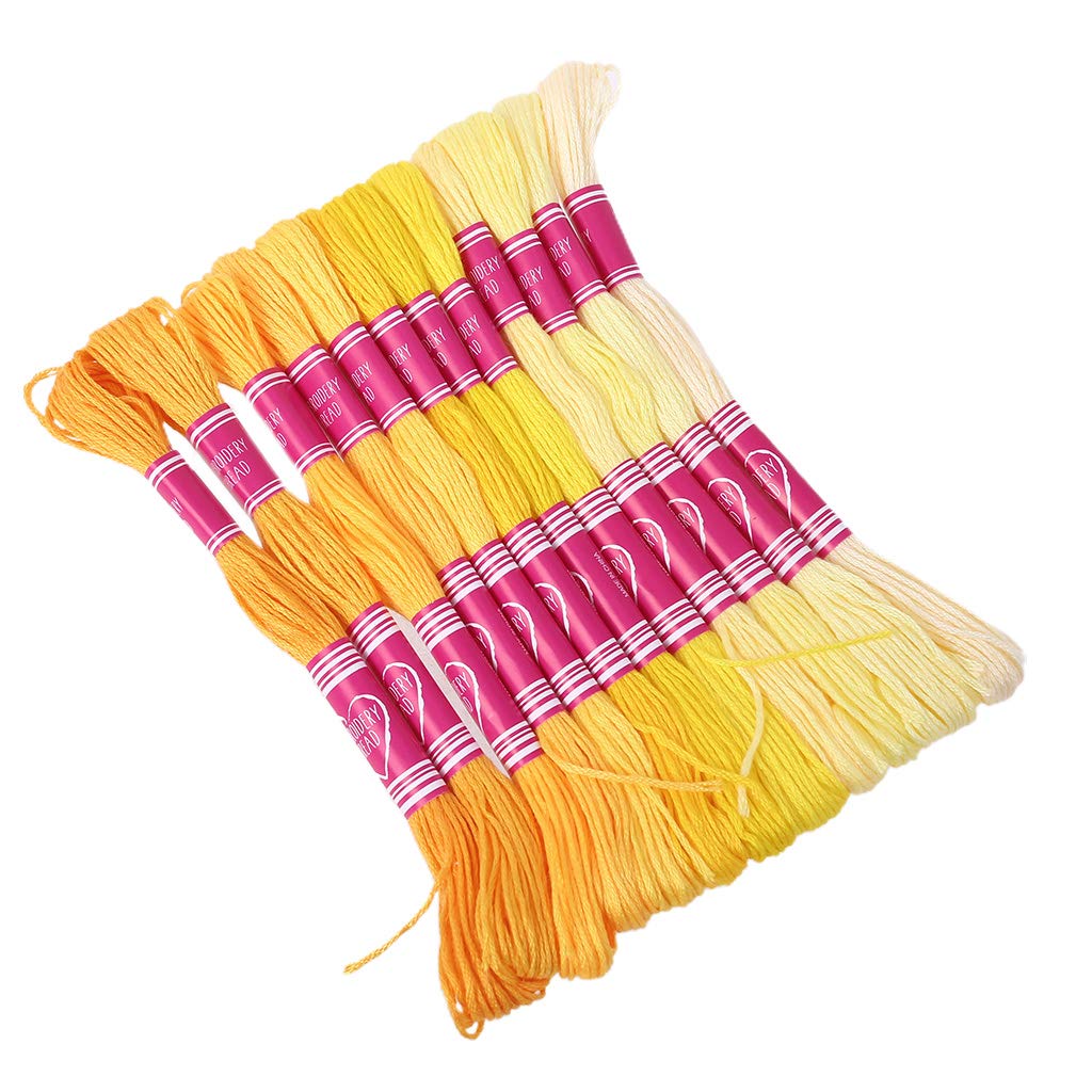 Kamonda 12-Piece Cross Stitch Embroidery Thread Set - Gradient Floss Sewing Skeins for DIY Embroidery & Braiding (Yellow) | Perfect for Handmade Crafts, Scrapbooking & Home Decor Projects
