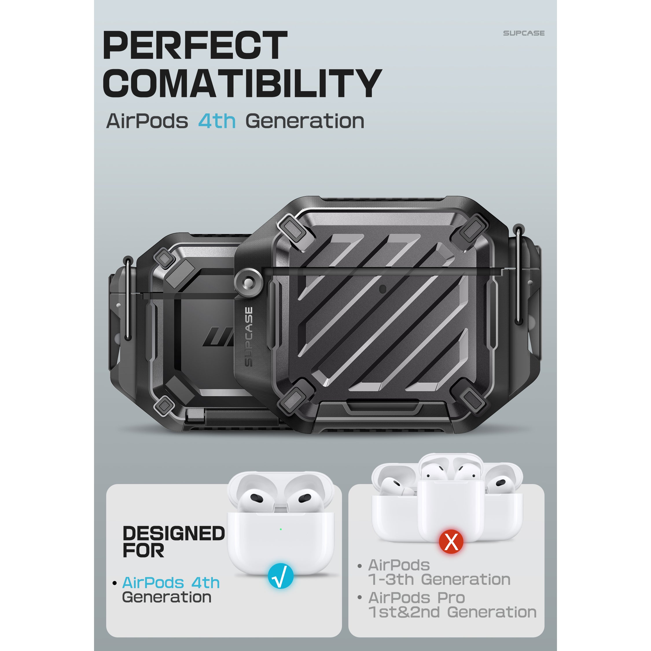 Apple AirPods 4 Protective Case - Unicorn Beetle PRO Rugged Cover with Shockproof & Scratch-Resistant Design for AirPods 4th Generation - Perfect for Outdoor Activities, Sports & Travel (Black)