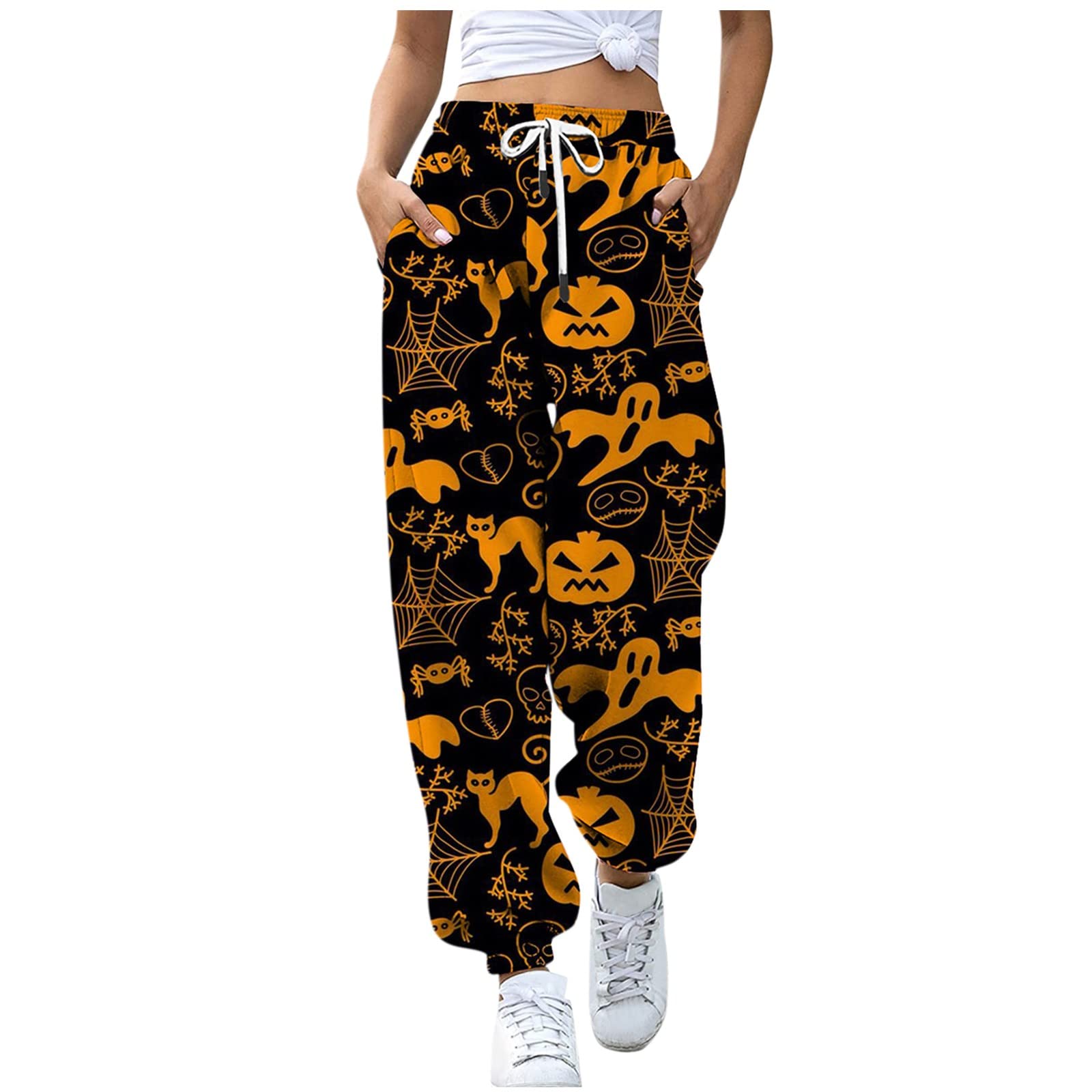 OCLUN Women's 3D Printed Jogger Pants - High Waisted Halloween Sweatpants for Women, Yoga, Running & Gym Workouts - Comfortable Sport Track Pants for Casual Wear & Training