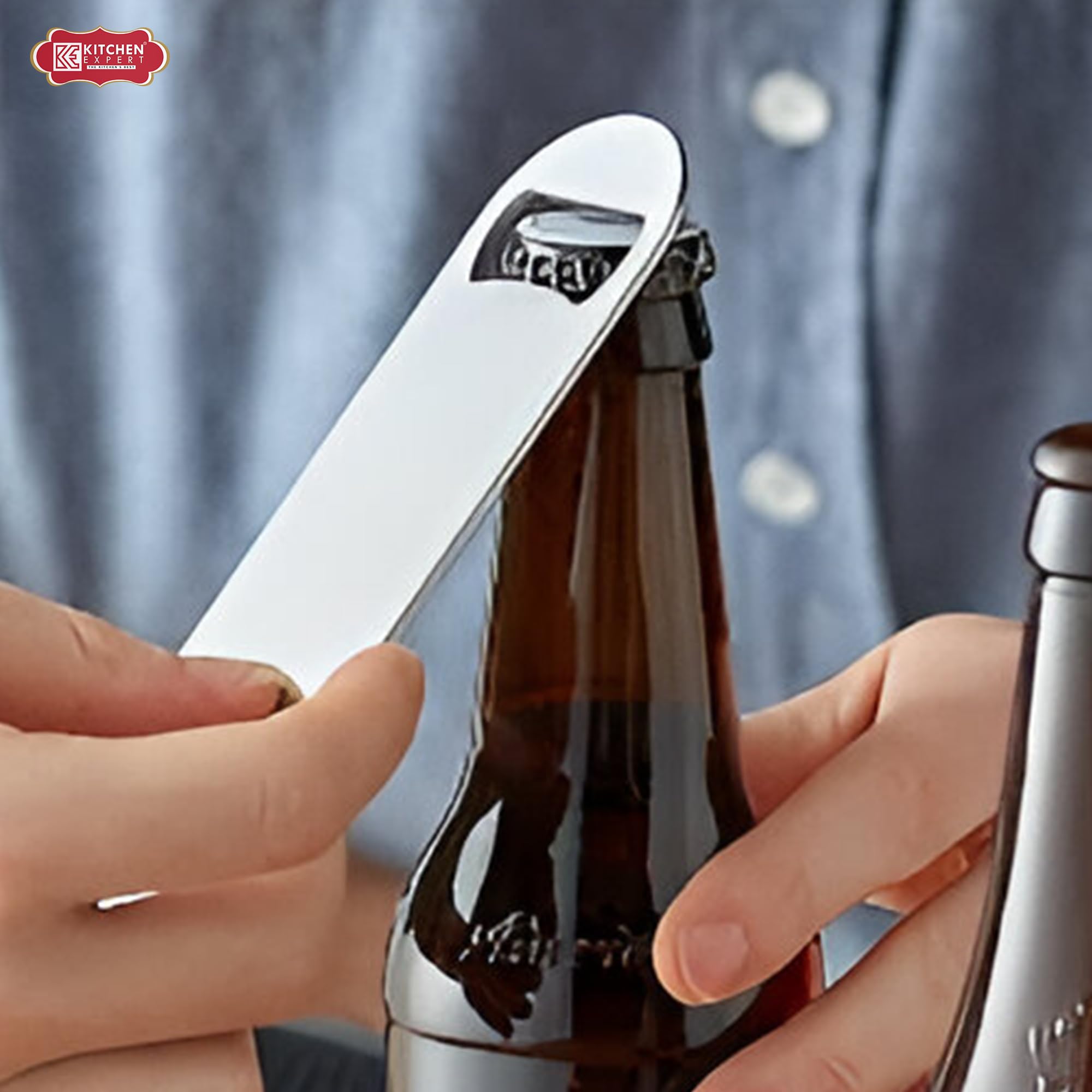 Premium Stainless Steel Bottle Opener Set of 2 - Heavy Duty Bar Tool for Beer, Soda & Cocktail Bottles - Perfect for Home Bars, Parties & Outdoor BBQs