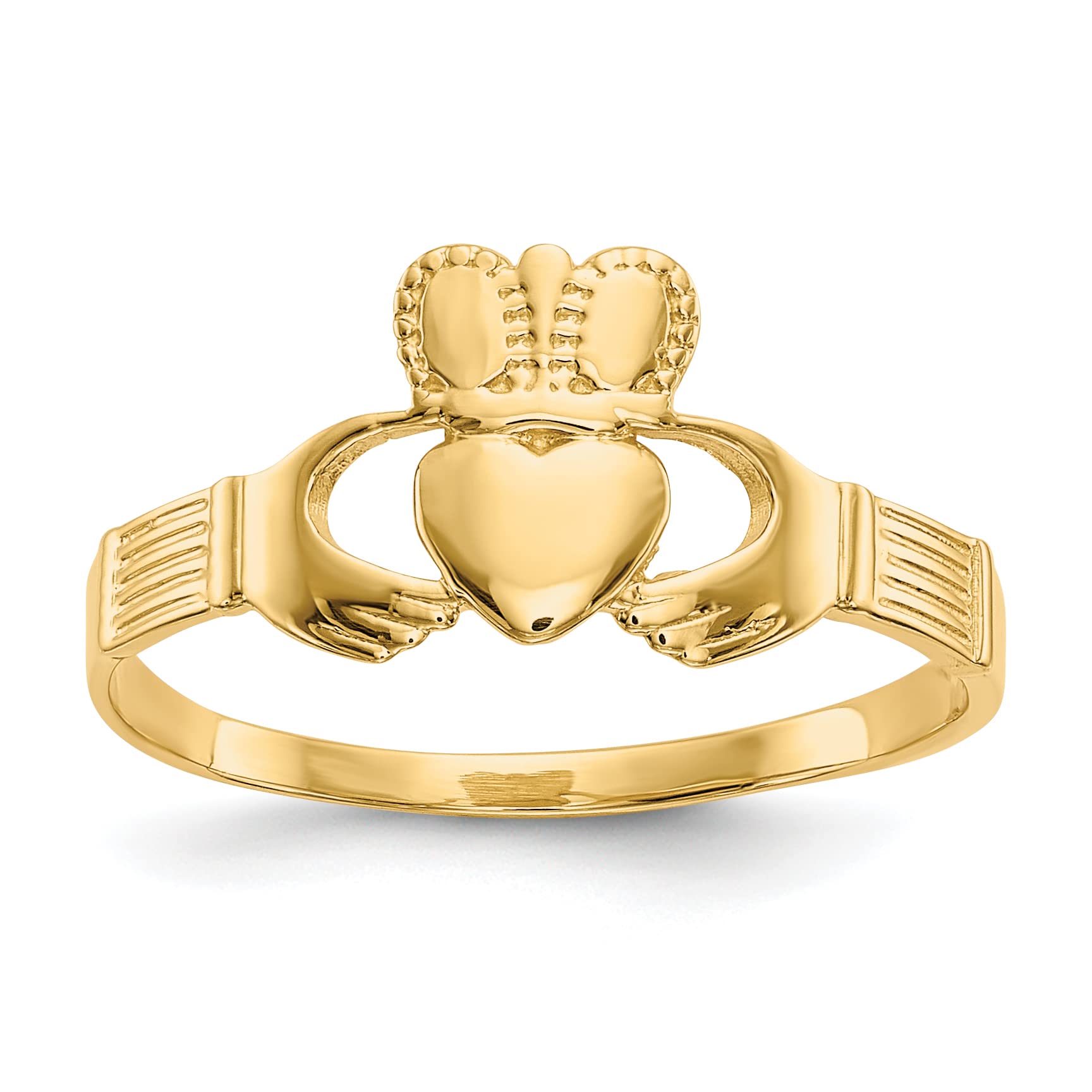 14K Yellow Gold Claddagh Ring for Women - Size 6.0 - Irish Love Friendship Loyalty Ring - Perfect for Valentine's Day, Anniversary & Wedding Jewelry Gift