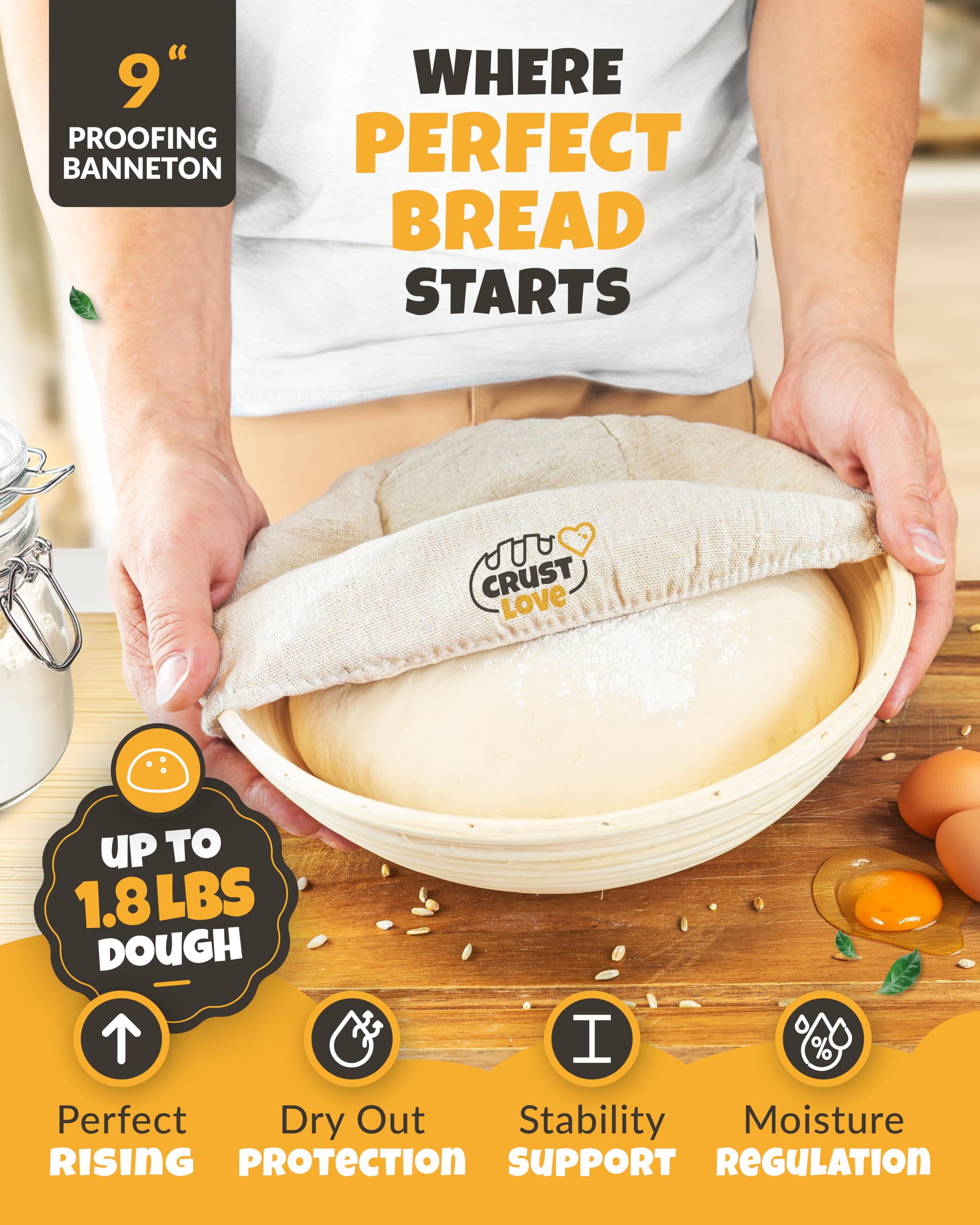 5QT Enameled Cast Iron Dutch Oven for Bread Baking - Includes Banneton Proofing Basket, Scoring Lame & Baking Pan - Perfect for Sourdough, Artisan & Homemade Bread (Ideal for Kitchens, Camping & Outdoor Cooking)