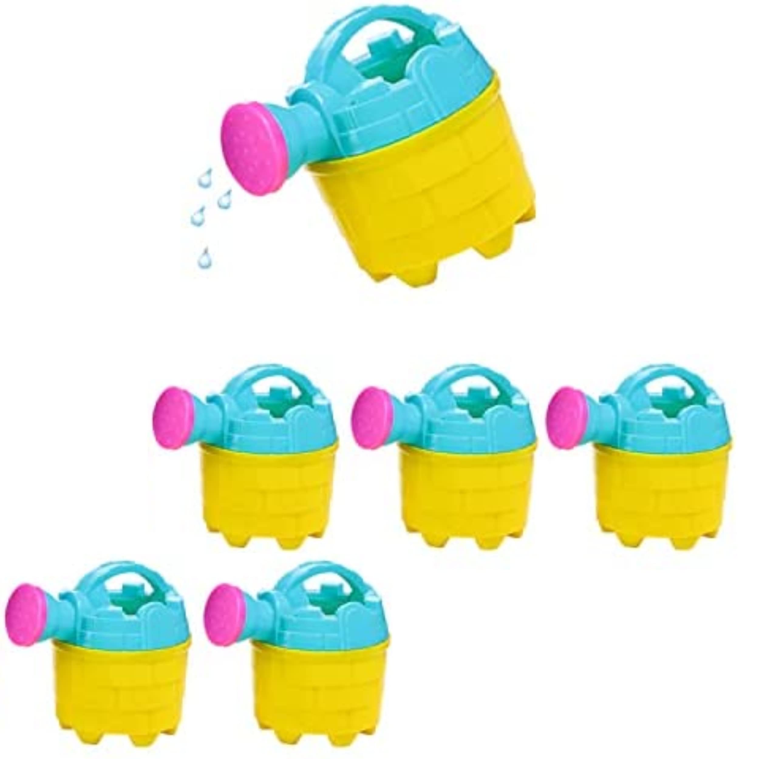 4.5 Inch Mini Plastic Kids Watering Cans Bulk 6 Pack - Gardening Tools for Toddlers, Beach Party Favors, Easter Basket Stuffers | Perfect for Outdoor Play, Gardening Activities, and Summer Sandbox Fun