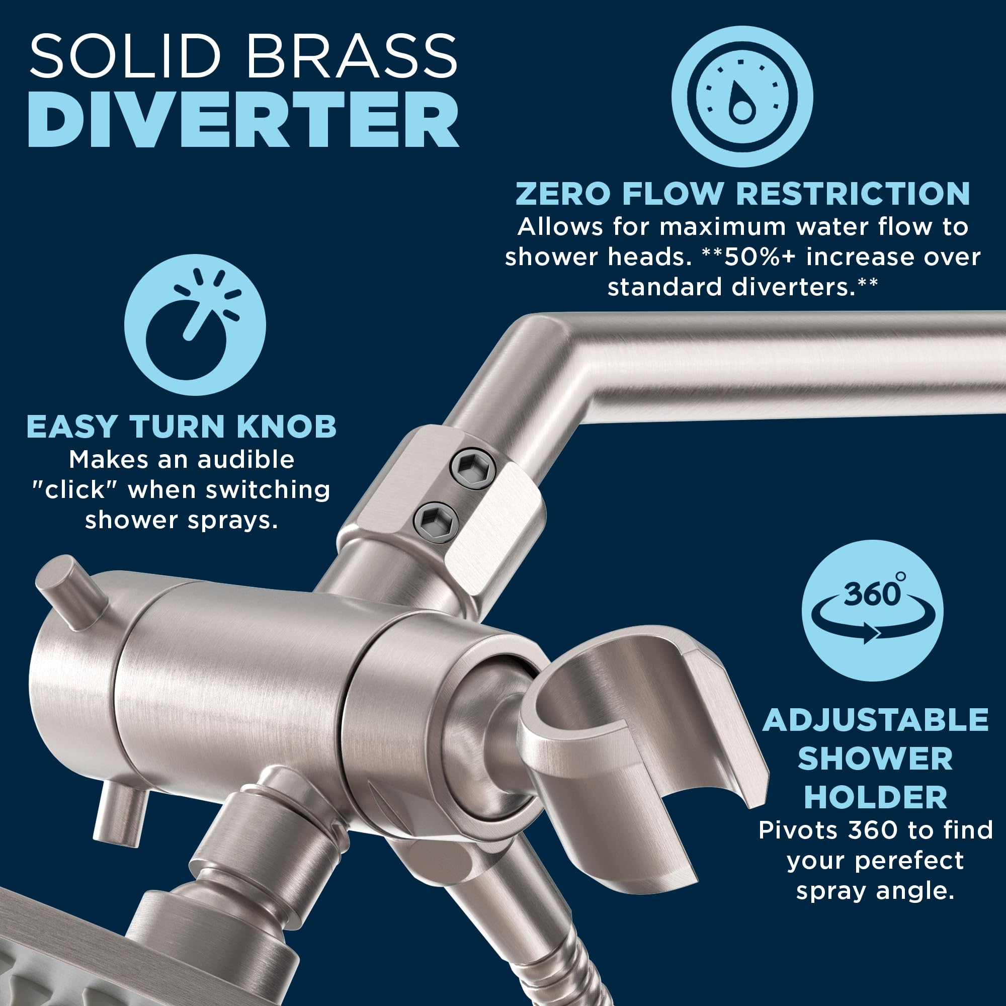 HammerHead Showers® All Metal Dual Shower Head Combo - Brushed Nickel - 8 Inch Rainfall High Pressure Shower System with Handheld Spray and 6ft Hose - Perfect for Luxury Bathrooms, Spa-Like Experience, Hotel Style Bathing & Family Use