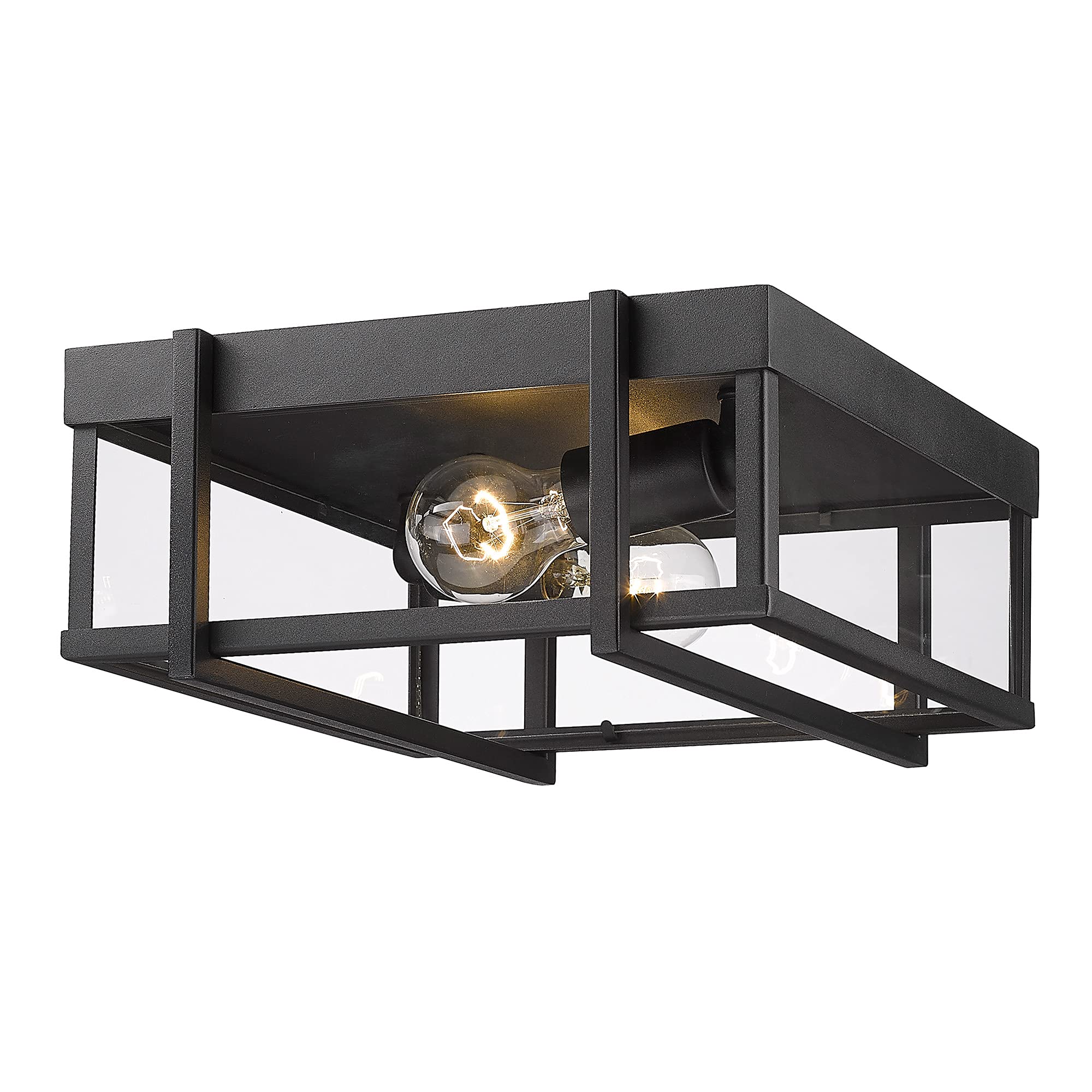 Tribeca Flush Mount Outdoor Light Fixture - UV Resistant Natural Black Finish with Clear Glass for Patio, Garden, and Porch Lighting