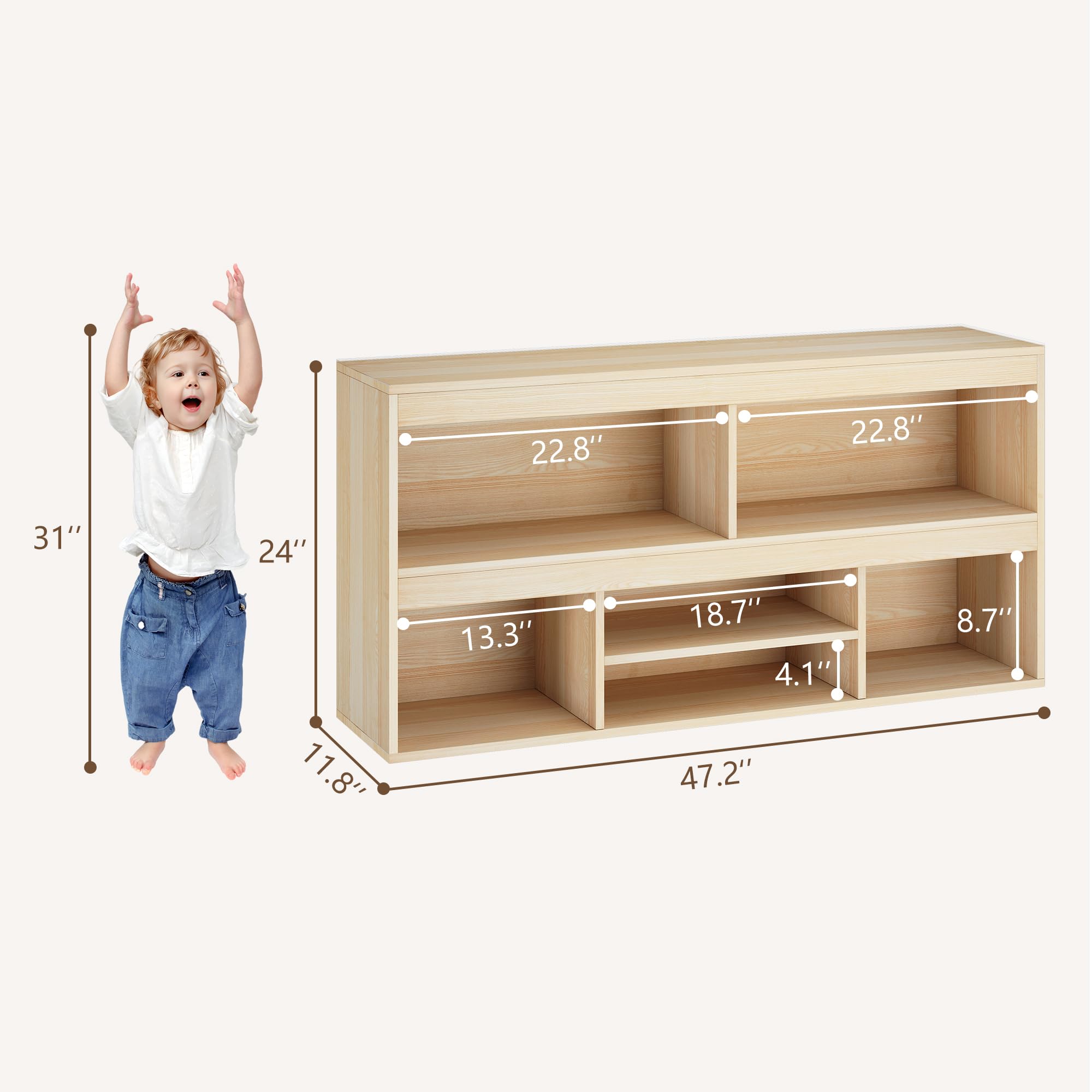 IDEALHOUSE 6-Cube Wooden Toy Storage Organizer & Kids Bookshelf - Multifunctional Storage Cabinet for Toys, Books & Decor | Perfect for Playroom, Classroom, Nursery & Kids Bedroom Organization