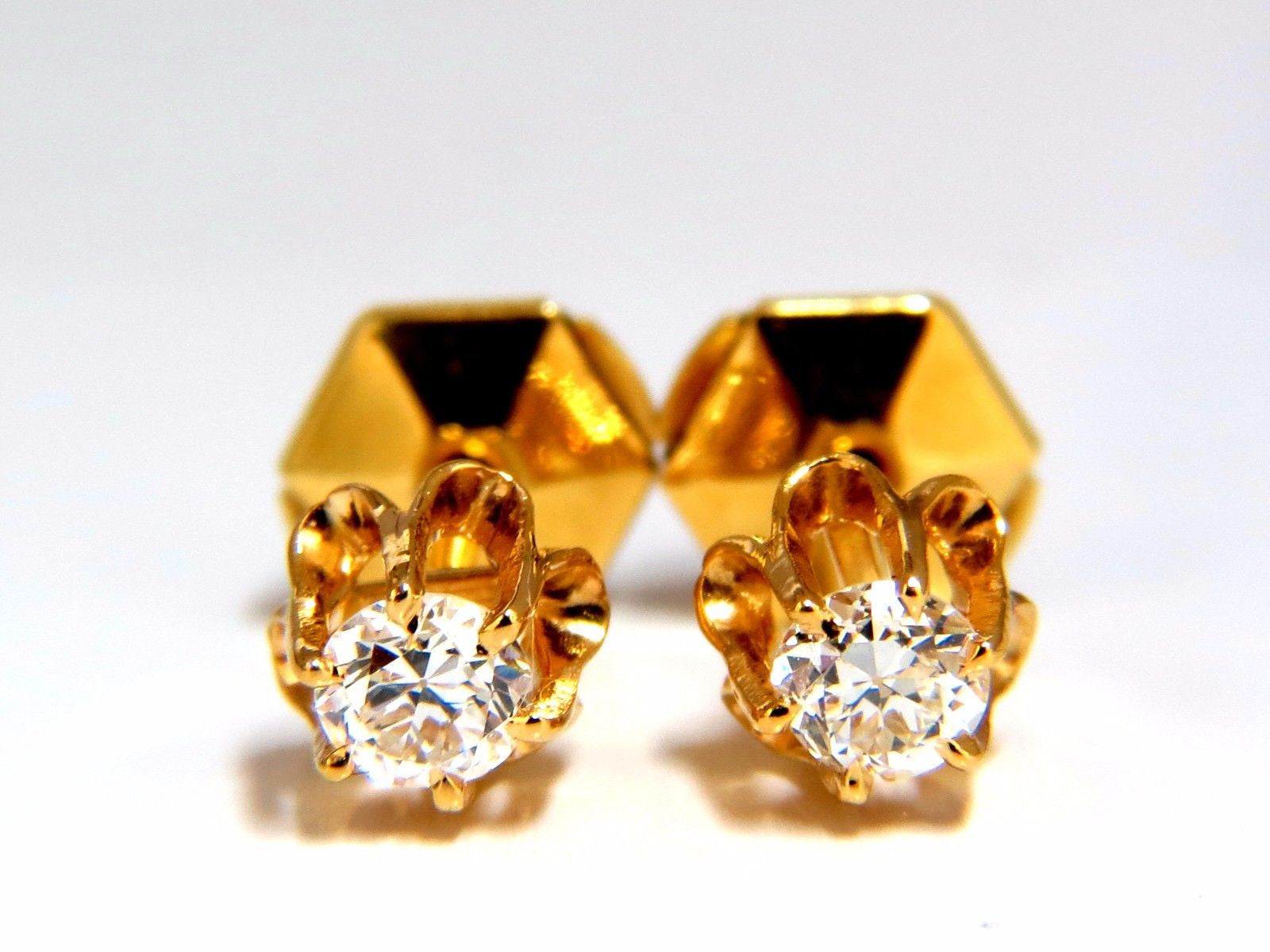 0.50ct Natural Round Single Cut Diamond Stud Earrings in 14Kt Victorian Style - Perfect for Weddings, Anniversaries & Special Occasions