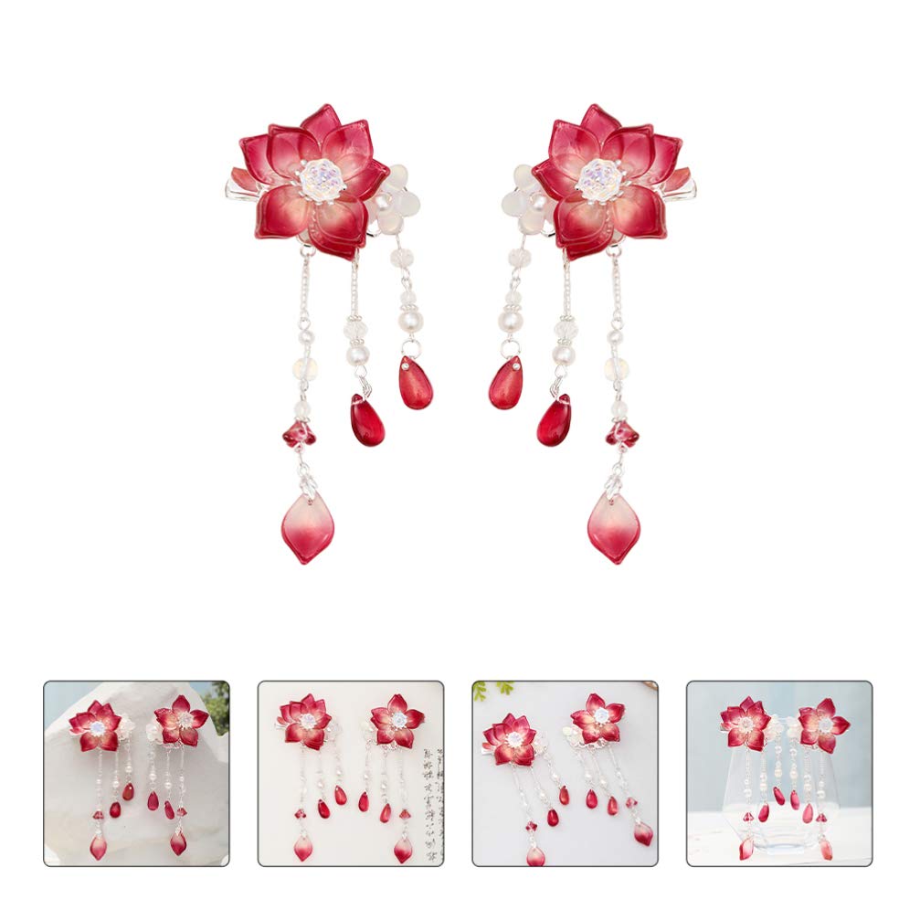 Beaupretty Flower Hair Clips for Hanfu & Tassel Hairpins - Wedding & Cosplay