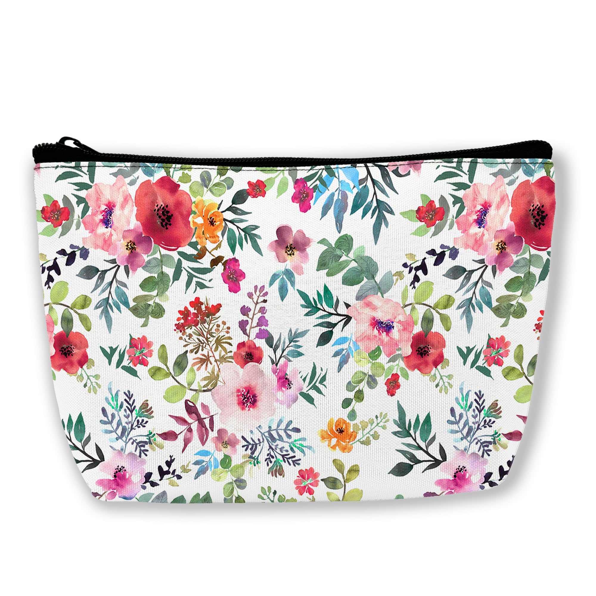 Waterproof Floral Watercolor Cosmetic Bag for Women - Large Zippered Makeup Pouch with High Capacity, Travel Toiletry Organizer for Girls | Perfect for Travel, Gym & Daily Essentials Storage