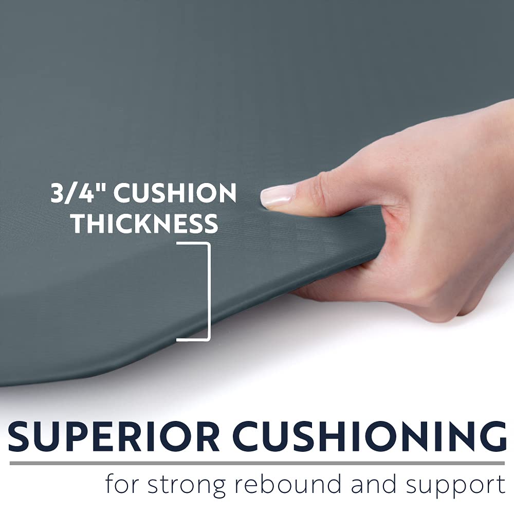KANGAROO Ergonomic Anti-Fatigue Kitchen Floor Mat - Cushioned Standing Desk Mat for Office & Home, Waterproof & Scratch-Resistant, All-Day Comfort Foam Rug (20x32 Inches, Charcoal) - Perfect for Kitchens, Standing Desks & High-Traffic Areas