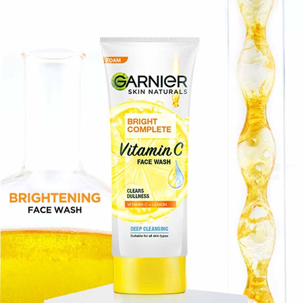 Garnier Bright Complete Vitamin C Foam Face Wash 100g & Vitamin C Serum 7ml Set - Brightening Skincare Combo for Dark Spots & Glowing Skin | Perfect for Morning & Night Routine
