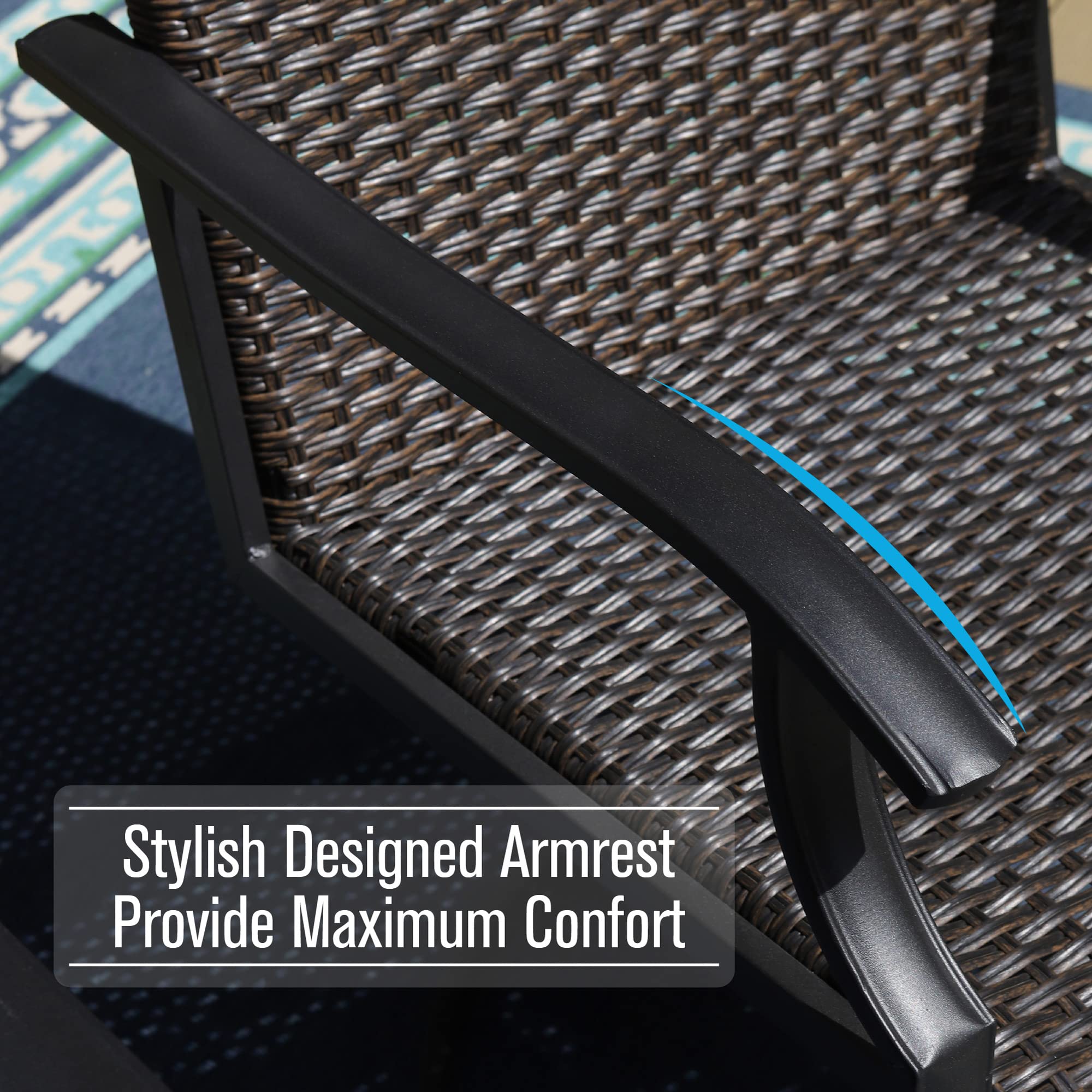 MFSTUDIO Patio Wicker Dining Chairs Set of 2 - Outdoor Rattan Swivel Chairs with High Back & Oversized Seat, All-Weather Metal Frame Furniture for Backyard, Poolside, Garden, or Balcony - Multibrown (Perfect for Outdoor Dining, Lounging, and Entertaining)