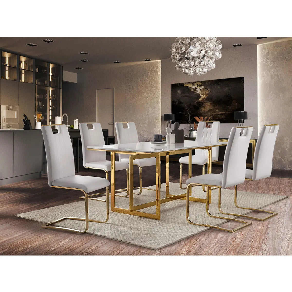 Althea 7-Piece Modern Dining Room Set with Table and Chairs - Perfect for Small Spaces, Family Meals & Entertaining Guests