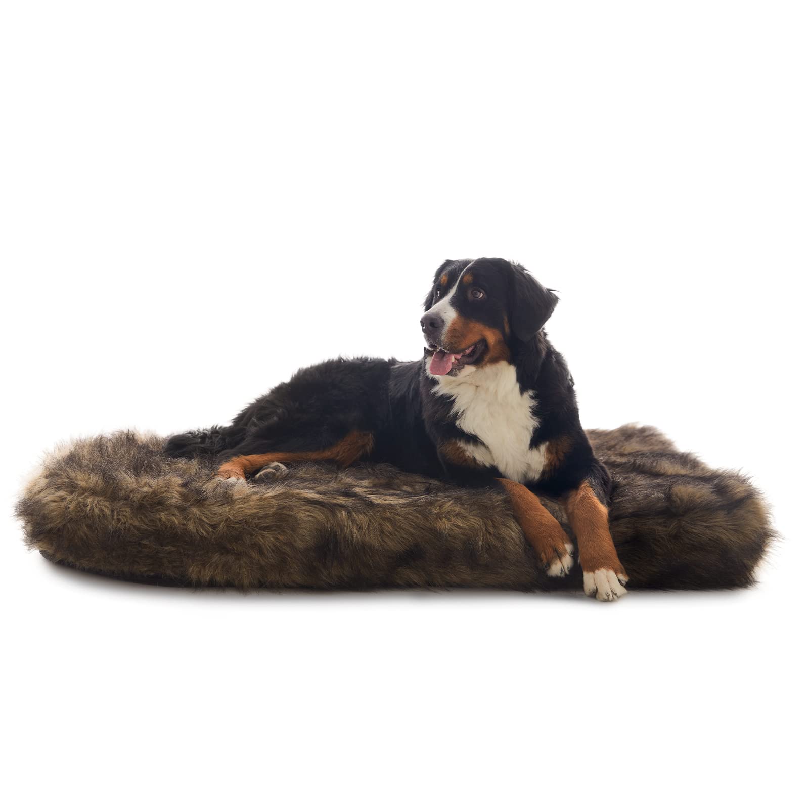 Laifug Large Faux Fur Orthopedic Dog Bed - 5-inch Thick Memory Foam Pet Bed (50