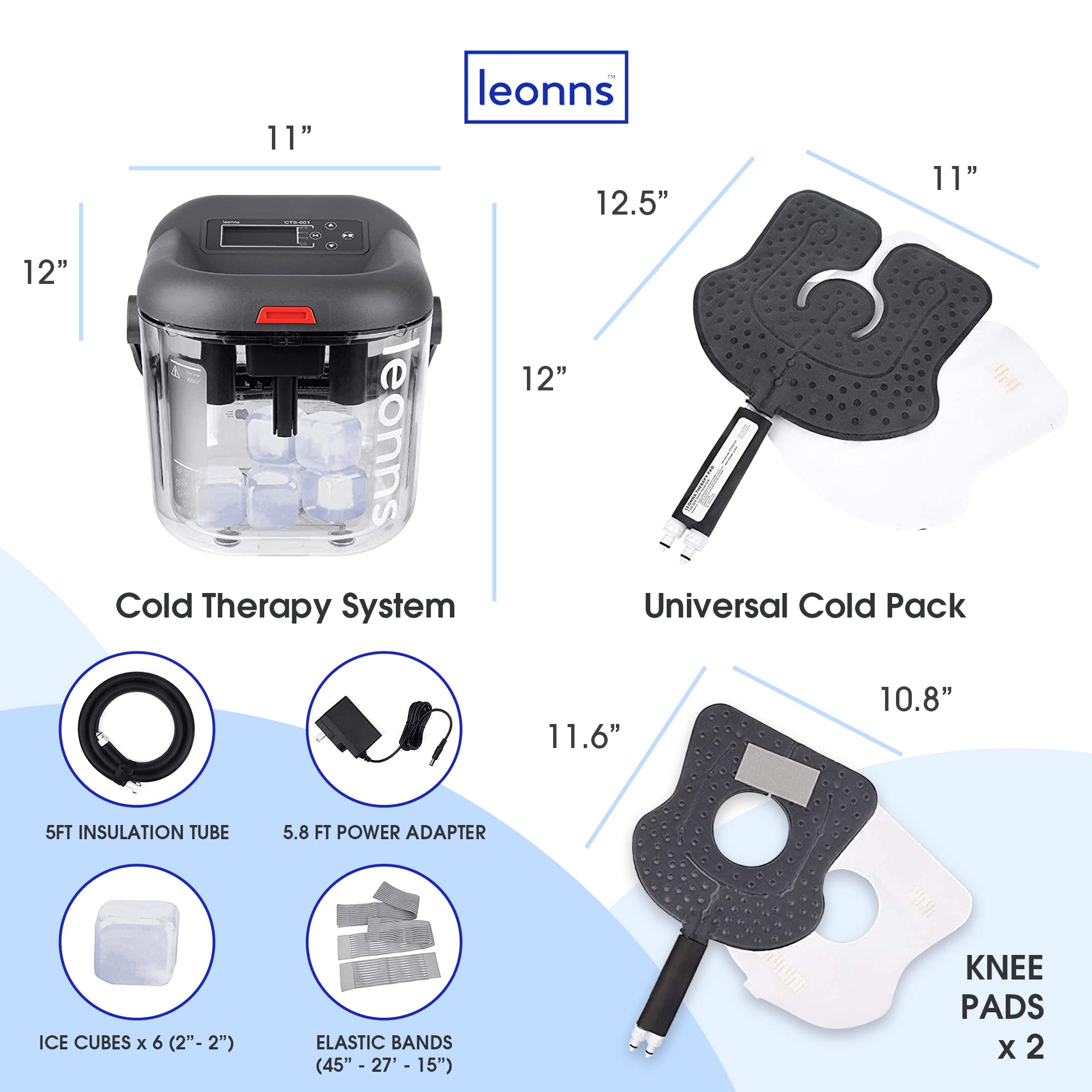 Cold Therapy Machine with Programmable Timer | Knee Ice Therapy Device with Compression Pad | Post-Surgery Recovery Cryotherapy System (Includes Knee Pad & Reusable Ice Cubes) - Perfect for ACL Surgery, Arthritis Pain Relief & Sports Injury Rehabilitation